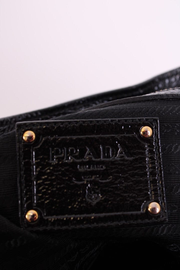 Prada Prada Medium Bauletto Bag Patent Black Medium