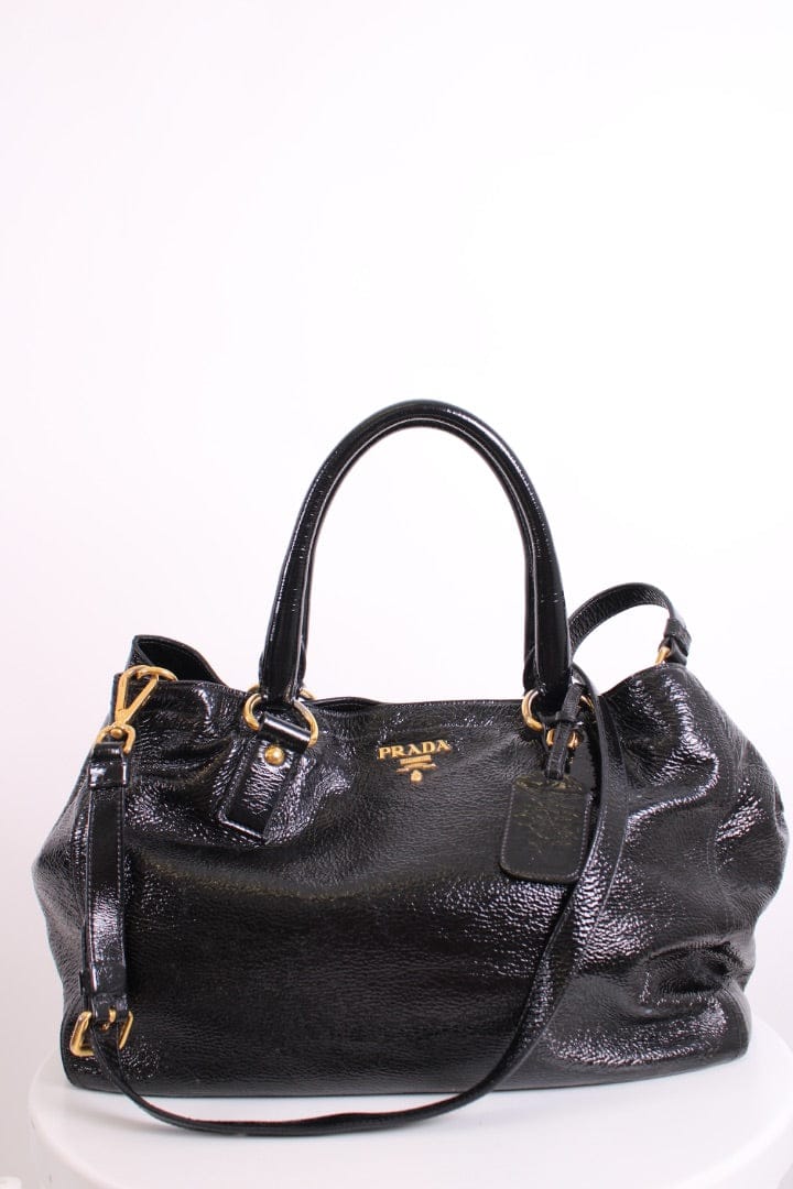 Prada Prada Medium Bauletto Bag Patent Black Medium