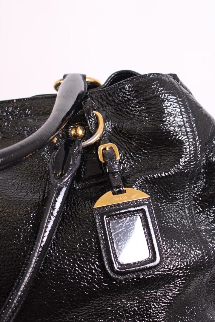 Prada Prada Medium Bauletto Bag Patent Black Medium