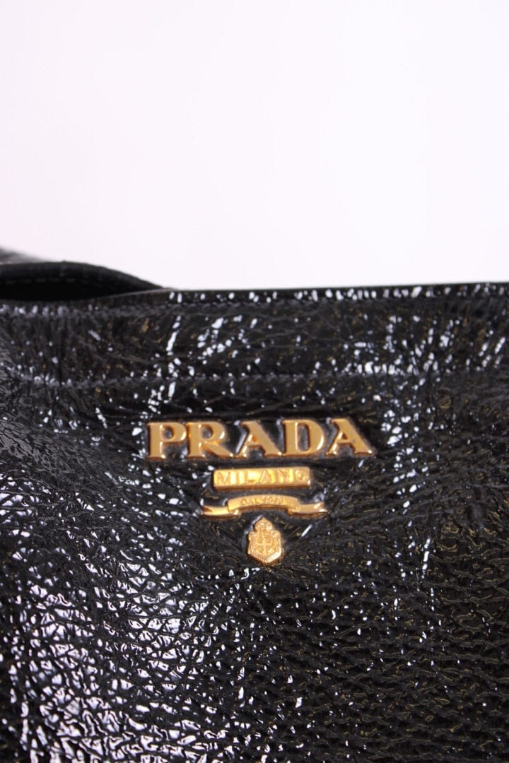 Prada Prada Medium Bauletto Bag Patent Black Medium