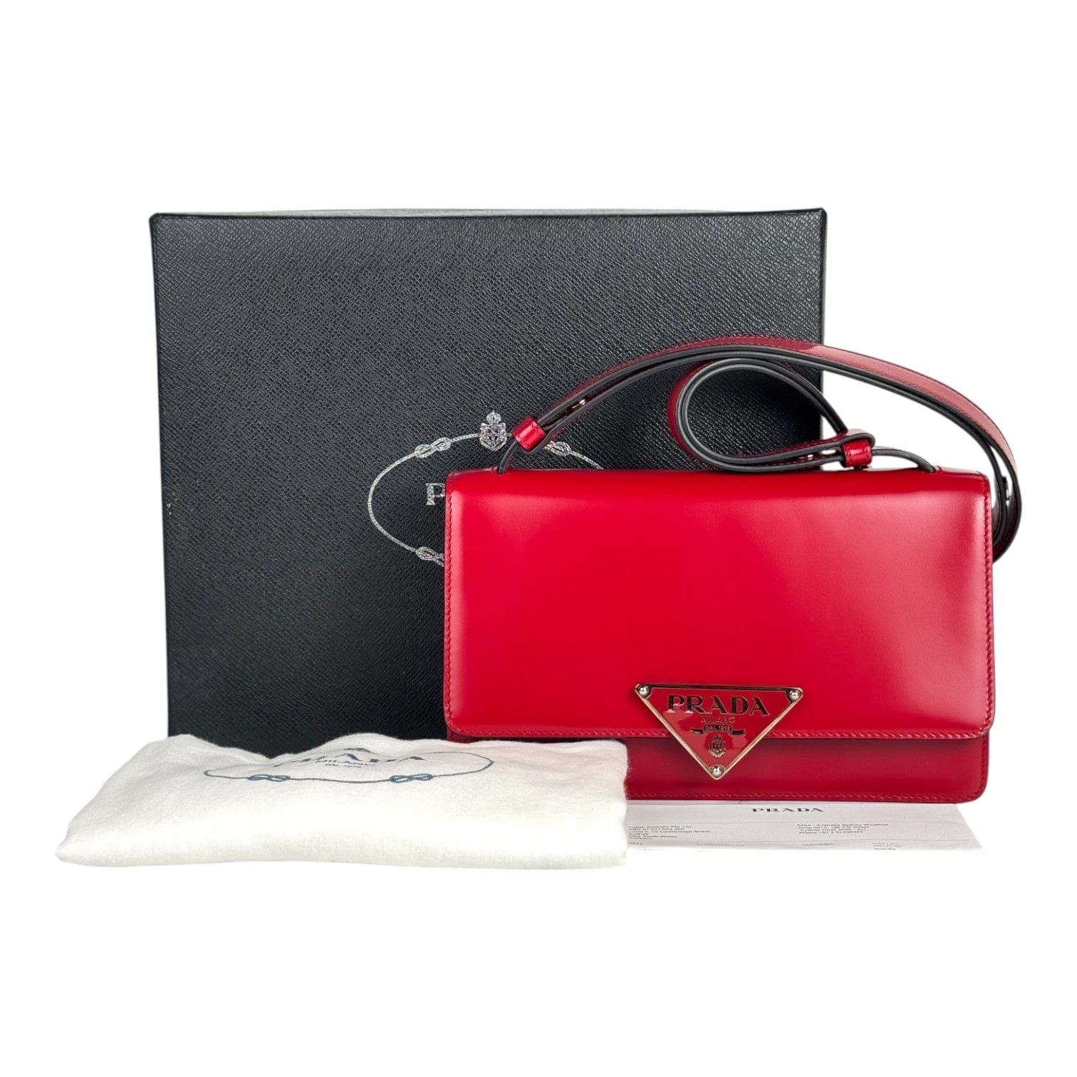 Prada Prada Red Pattina Shoulder Bag
