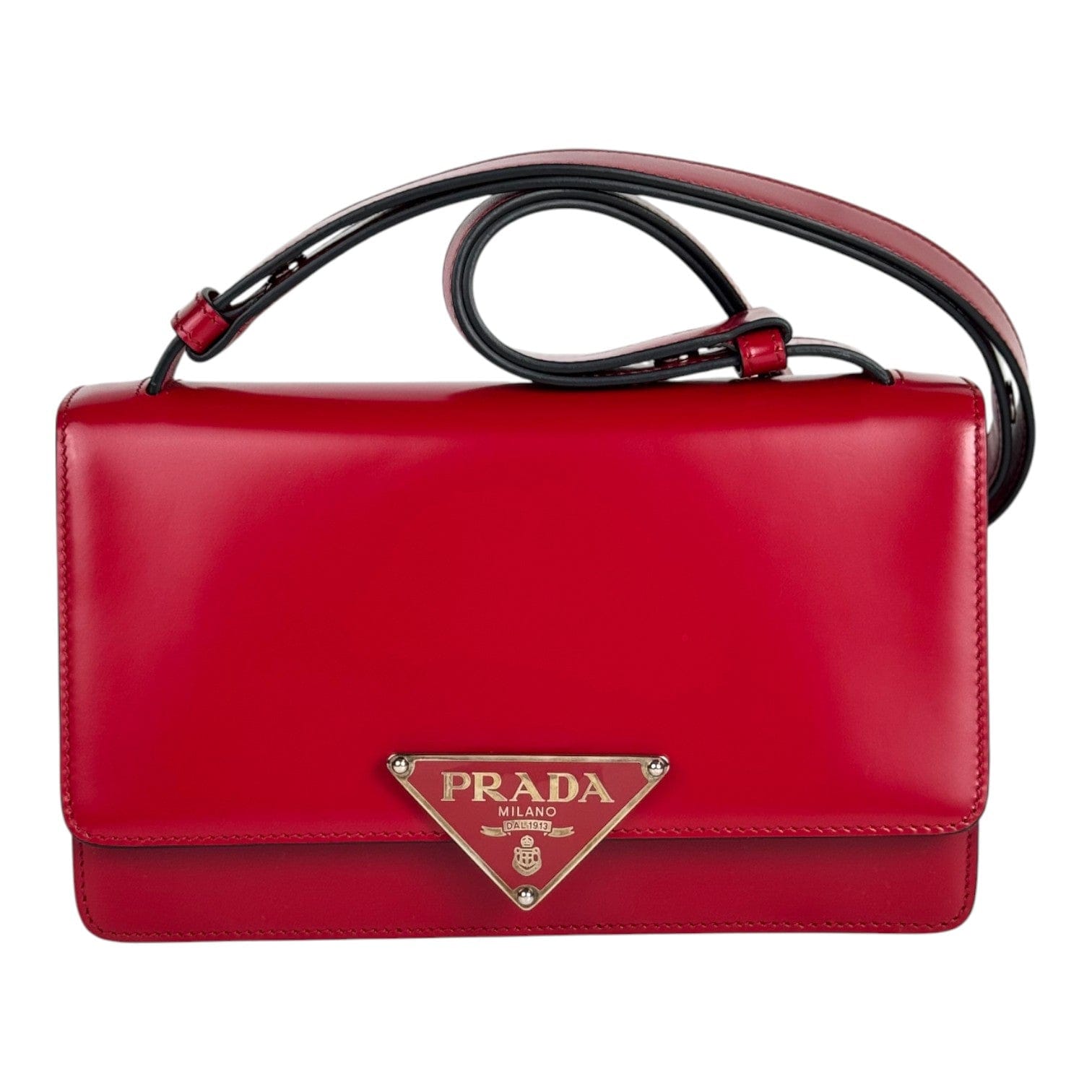Prada Prada Red Pattina Shoulder Bag