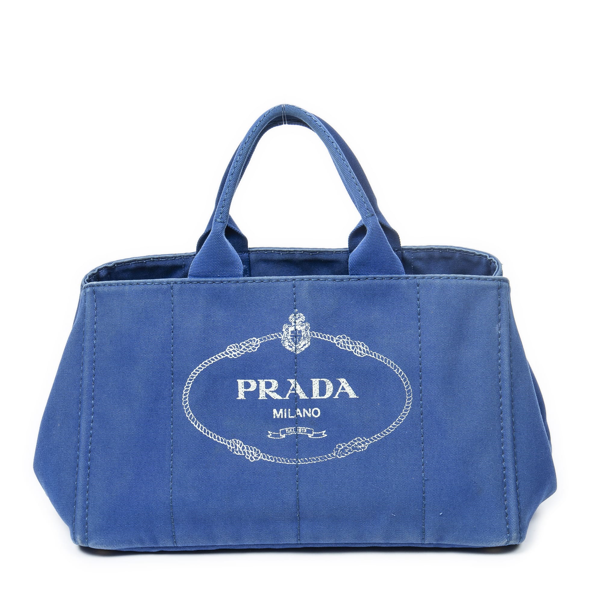 Prada Prada Royal Blue Canvas Large Canapa Tote ABA0911