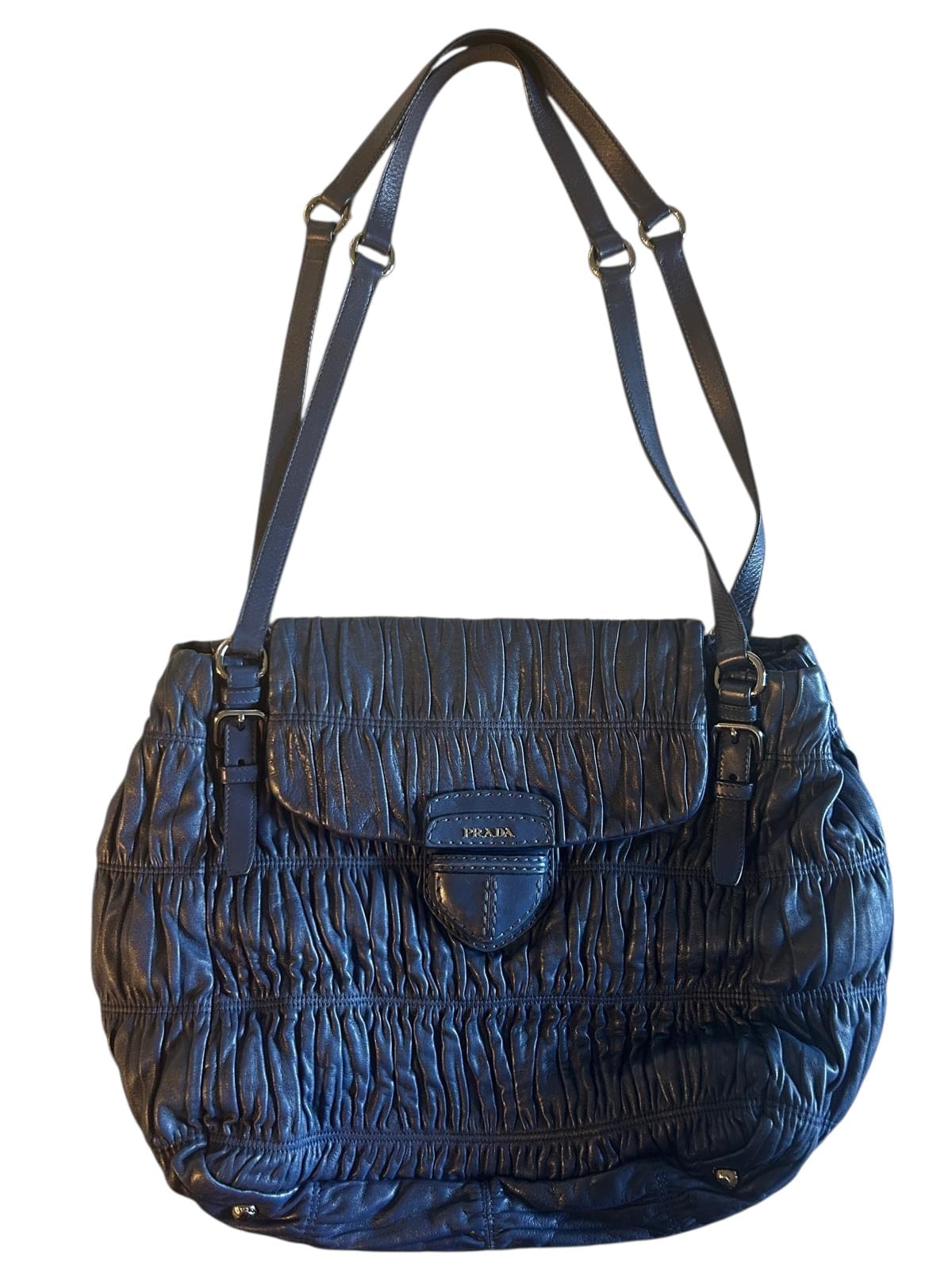 Prada Prada Ruched Leather Shoulder Bag