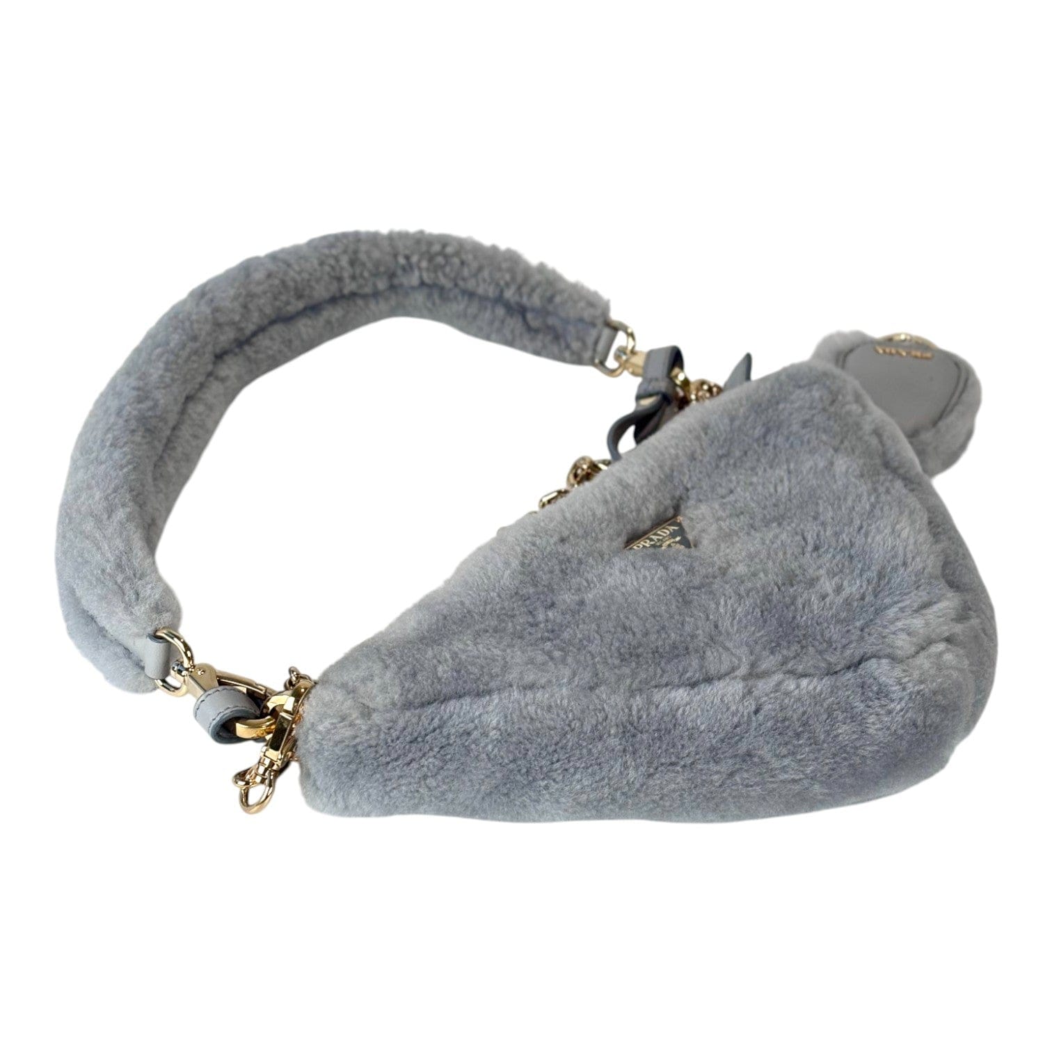 Prada Prada Wool Triangle Shoulder Bag Grey