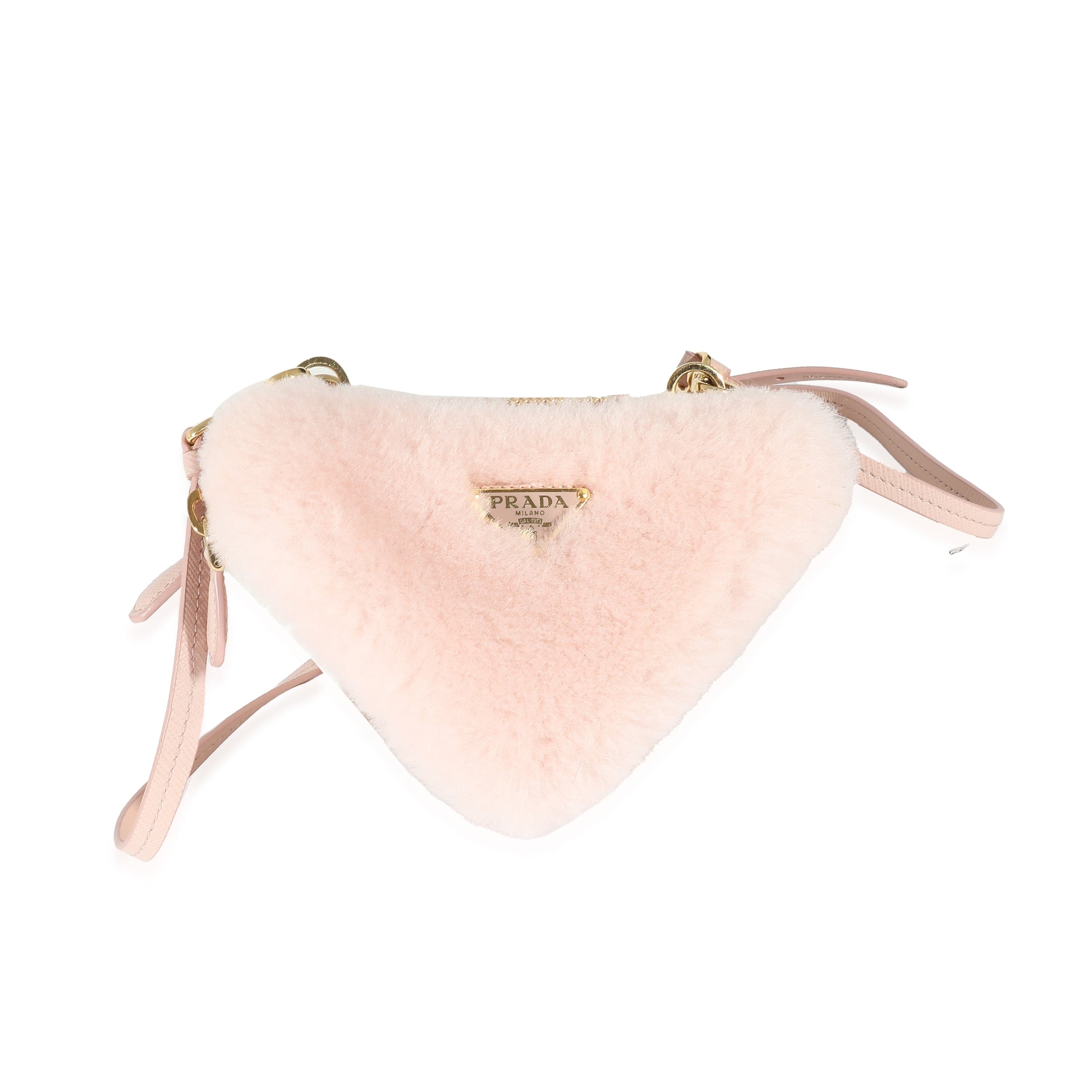 Prada Shearling and Saffiano Leather Mini-Pouch Orchid Pink