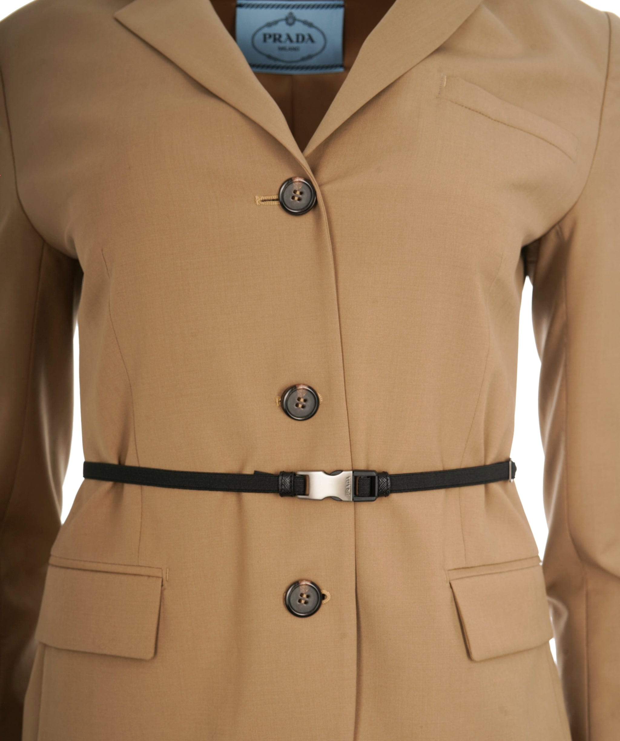 Prada Prada Brown Cotton Utility Belted Blazer ABL0066