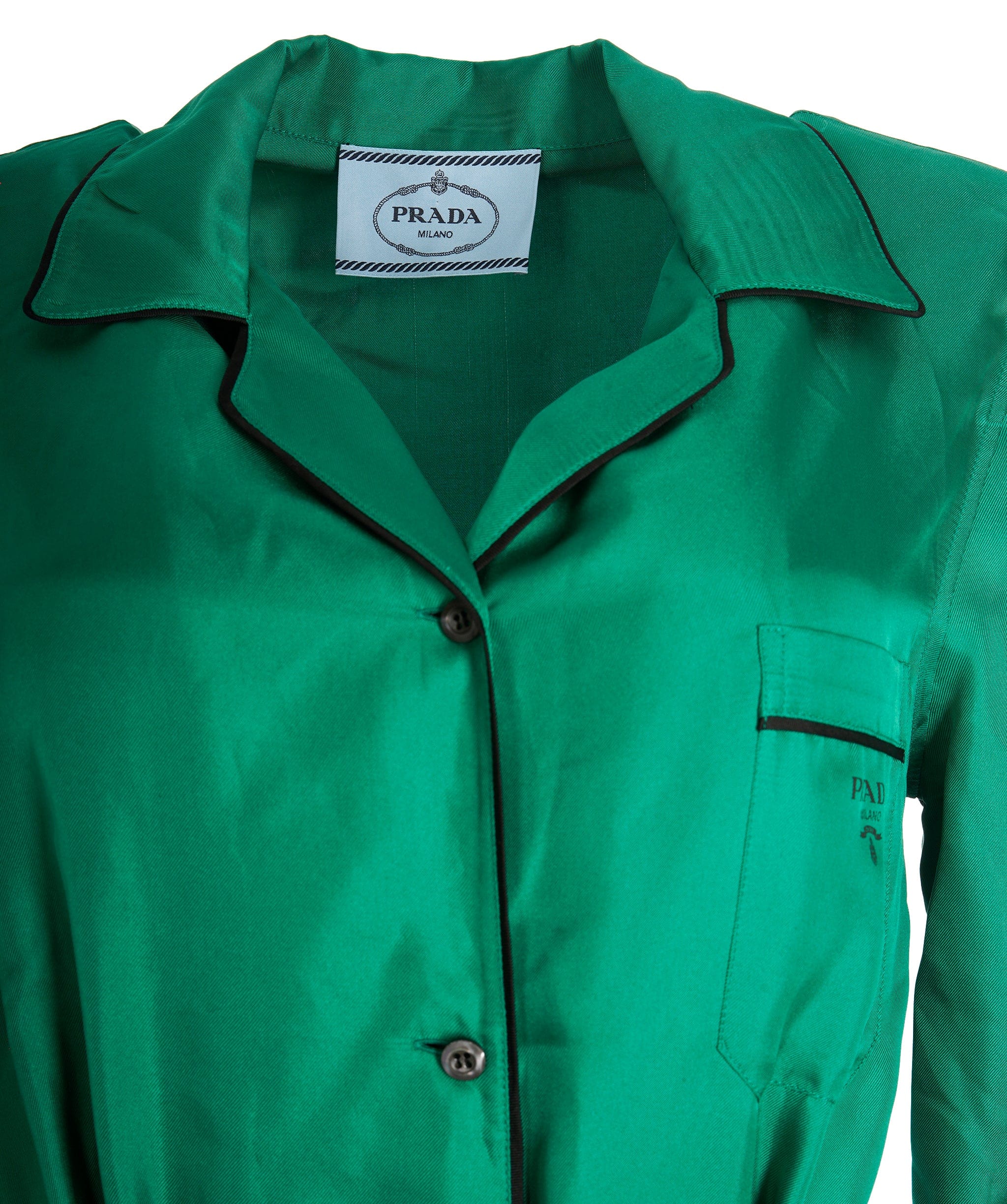 Prada Prada Dark Green Silk Belted Dress ALC2229