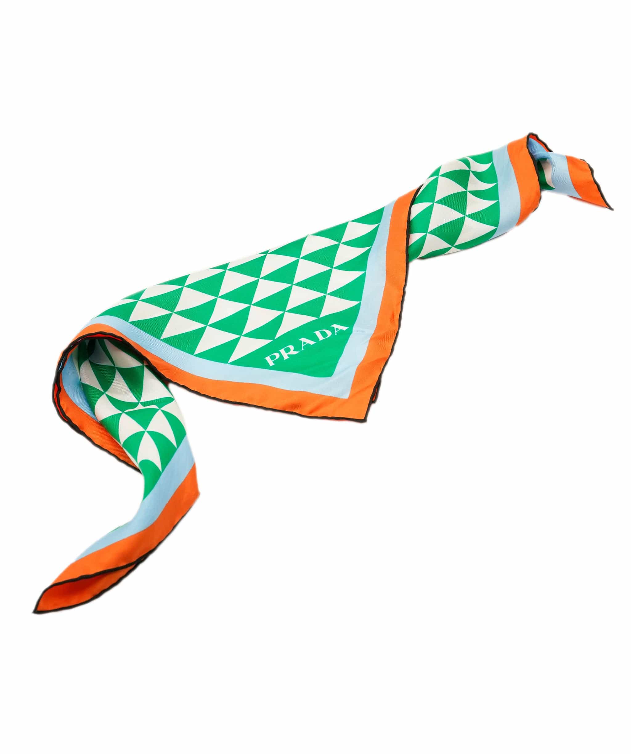 Prada Prada Green Silk Checked Scarf ALL1085