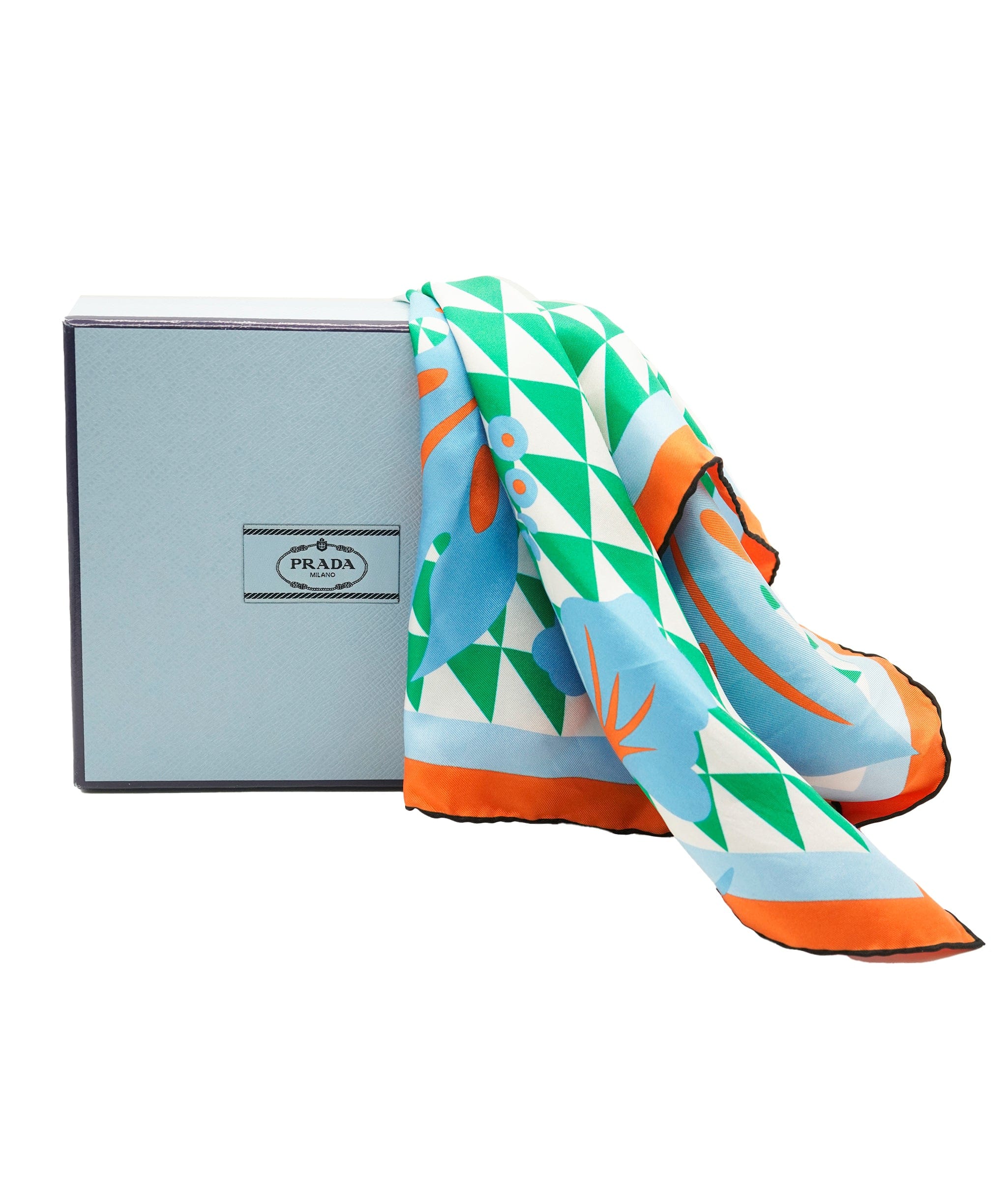 Prada Prada Green Silk Checked Scarf ALL1085