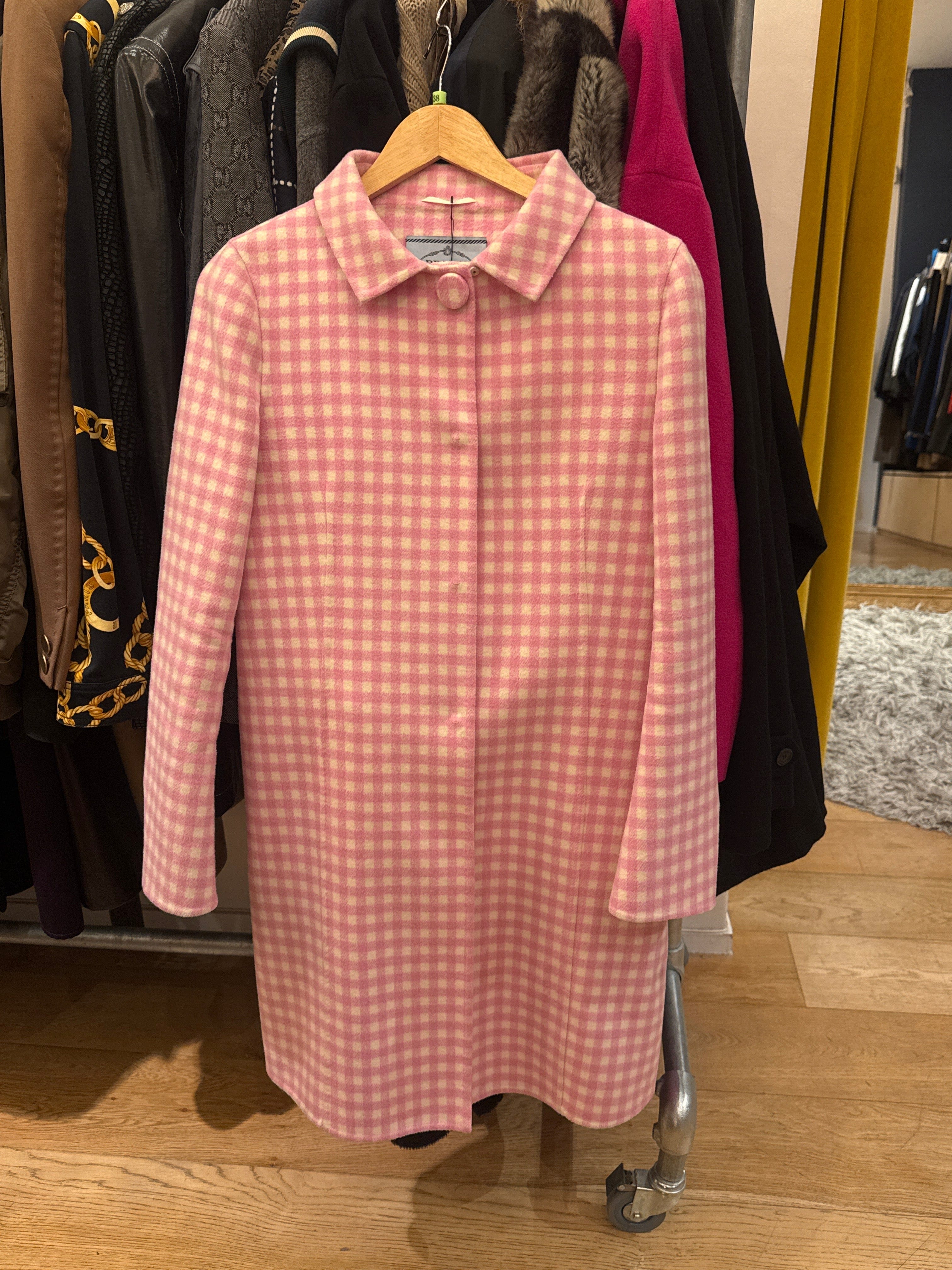 Prada Prada wool pink vichy coat AGC3117