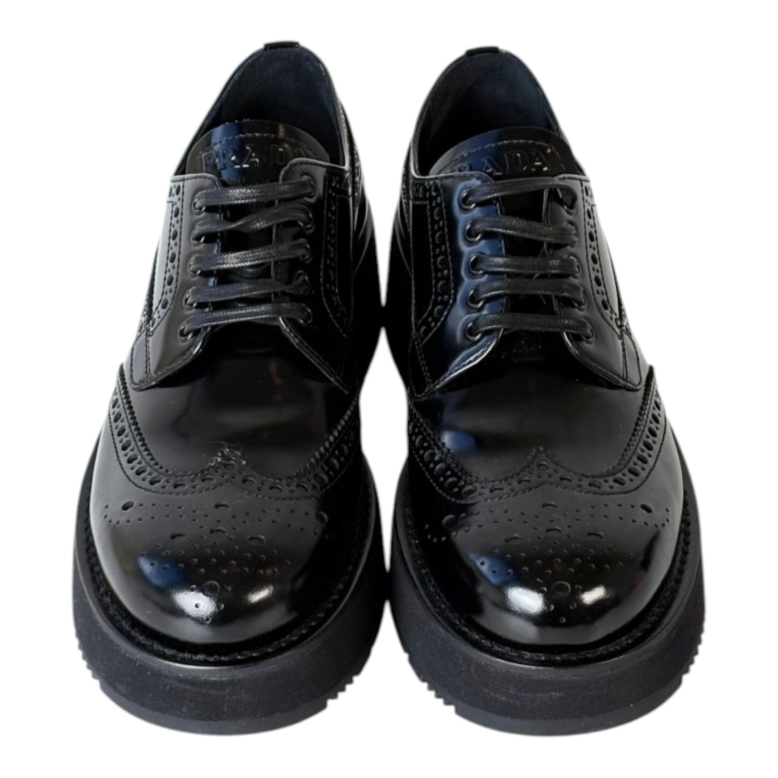Prada Prada Black Patent Leather Oxford Shoes #37