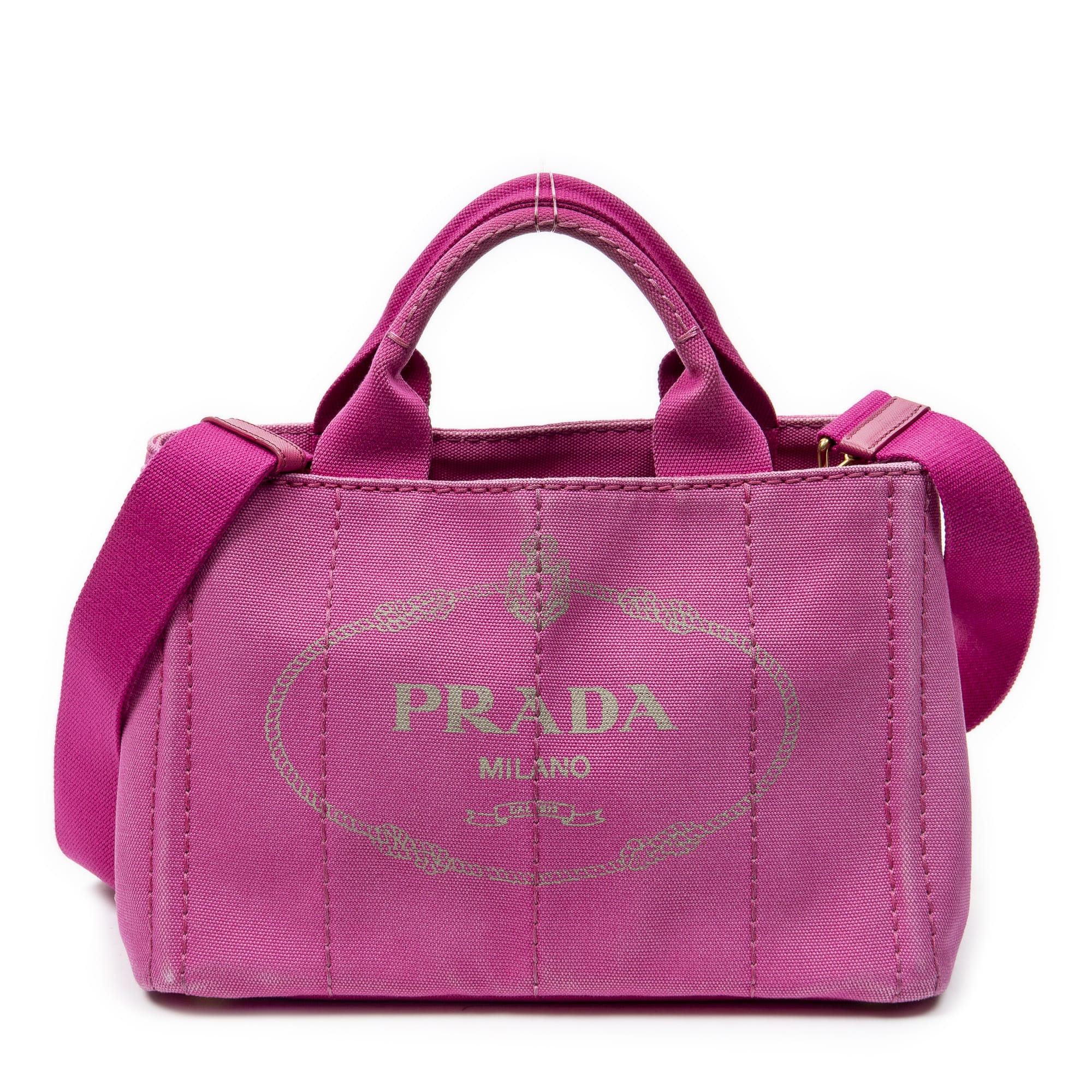 Prada Prada Fuchsia Canvas Small Canapa Tote ABC3531