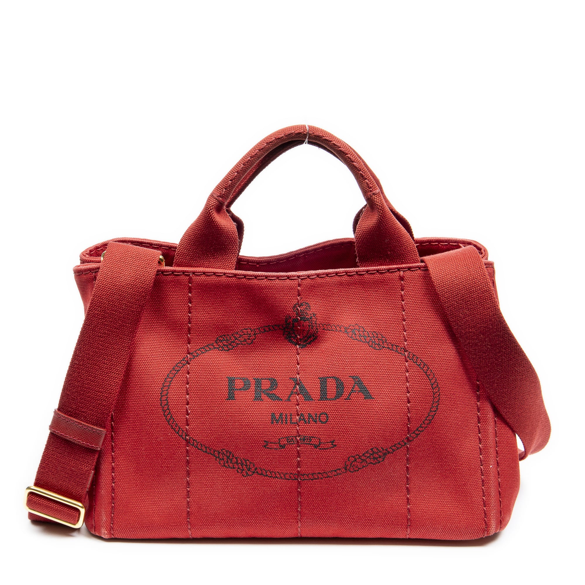 Prada Prada Red Canvas Small Canapa Tote AAZ8434