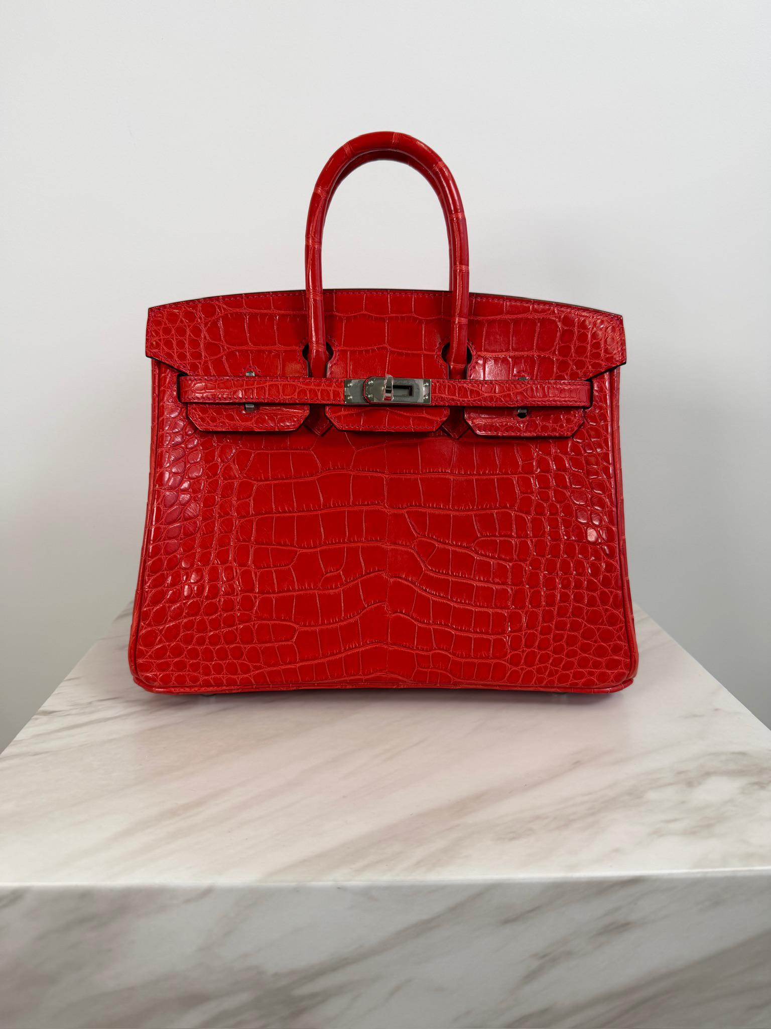 Prime Concierge Hermès Birkin 25 Geranium Matte Alligator Palladium Hardware