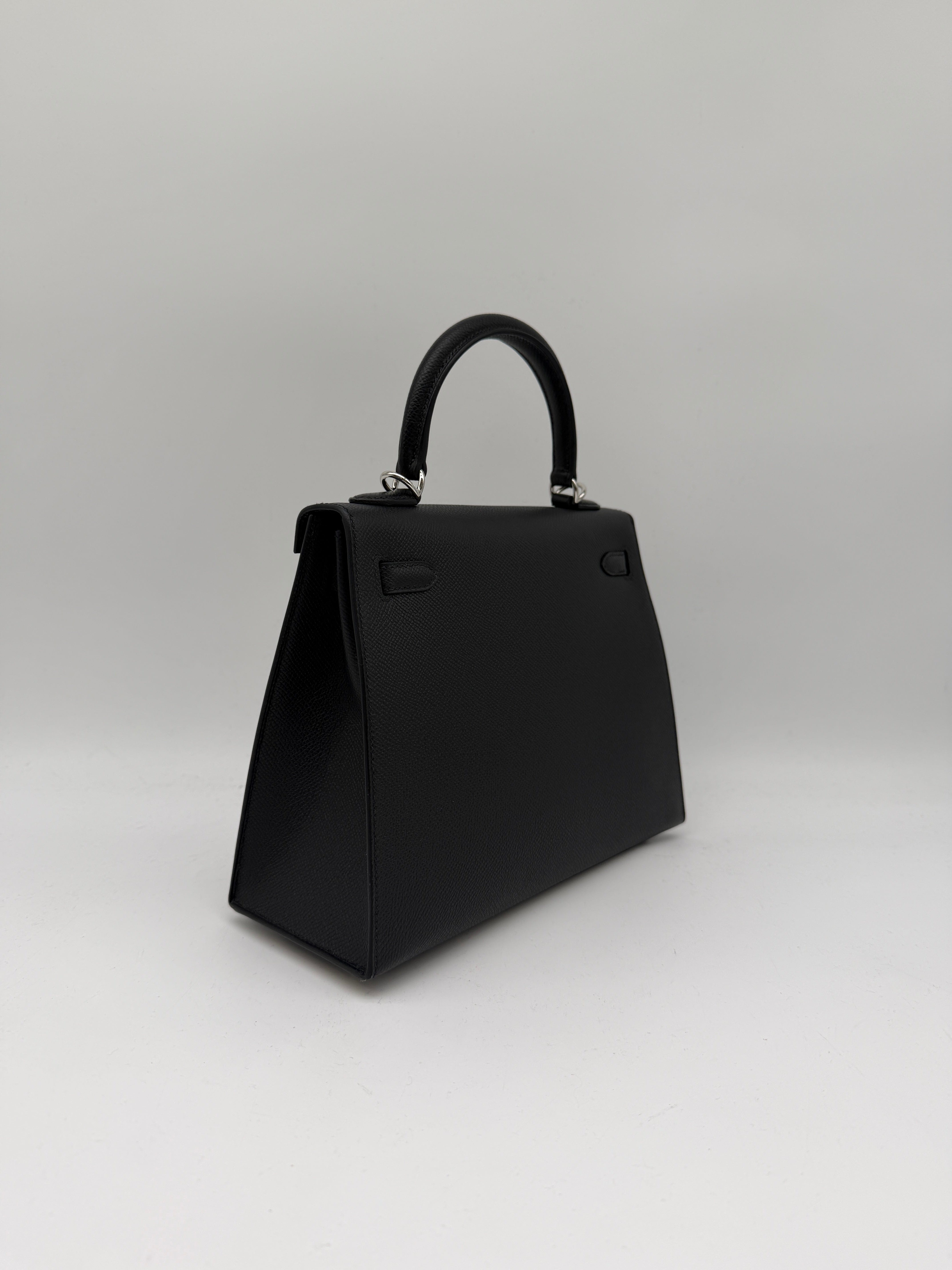 Prime Concierge Hermès Kelly 25 Black Epsom Palladium Hardware