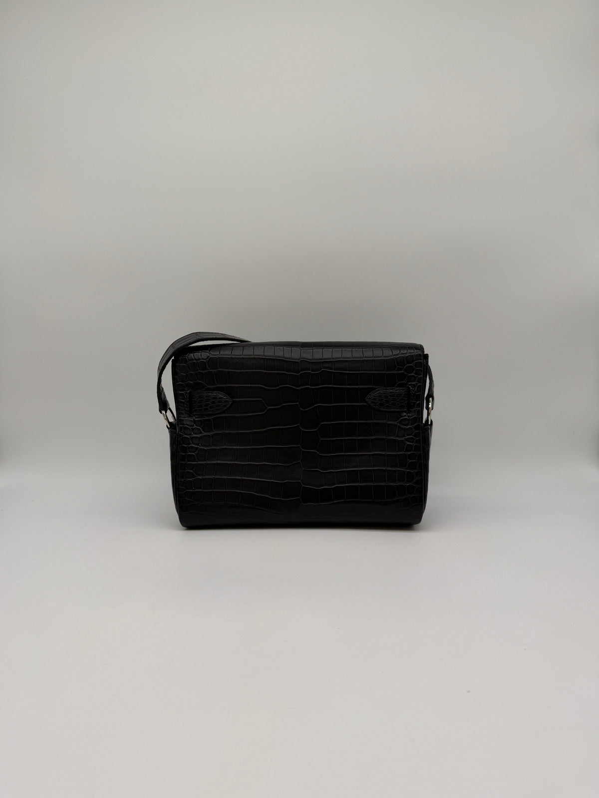 Hermès Kelly Messenger PM Black Matte Porosus Palladium Hardware