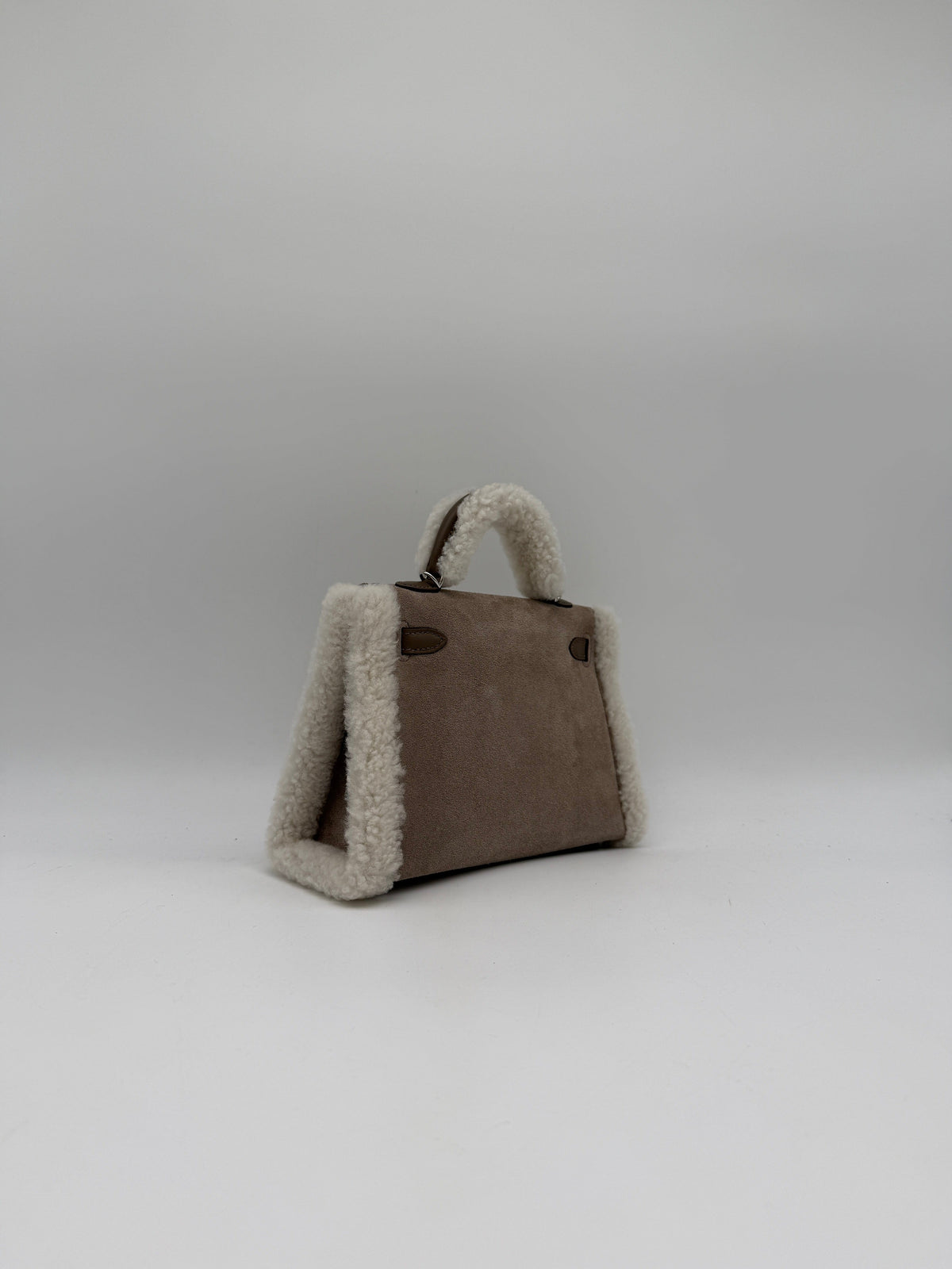 Hermès Mini Kelly Teddy Gris Caillou/ Etoupe/ Ecru Grizzly/ Mouton Merinos/ Swift Palladium Hardware
