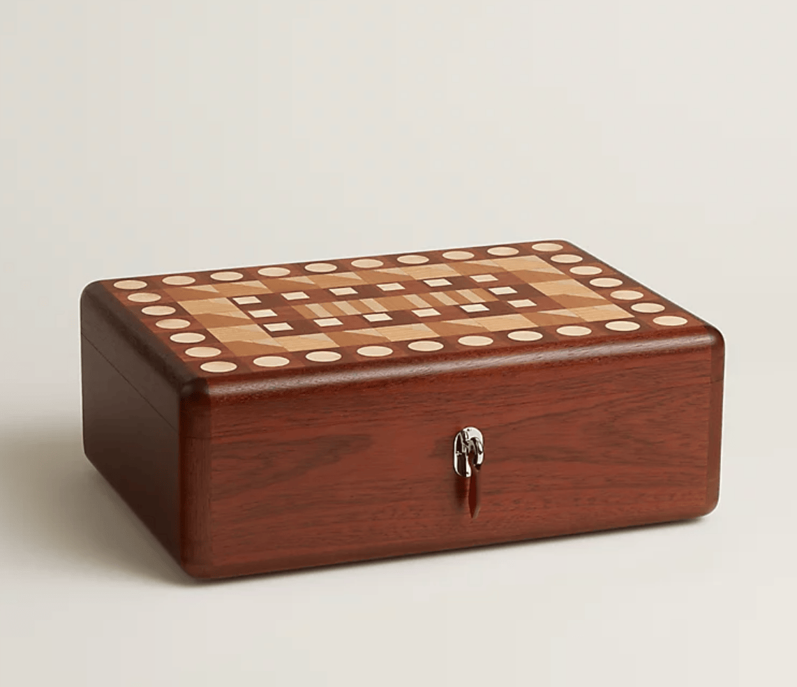 Prime Concierge Hermès Casaque Jeux d'Ordre watch and cufflink box, Naturel