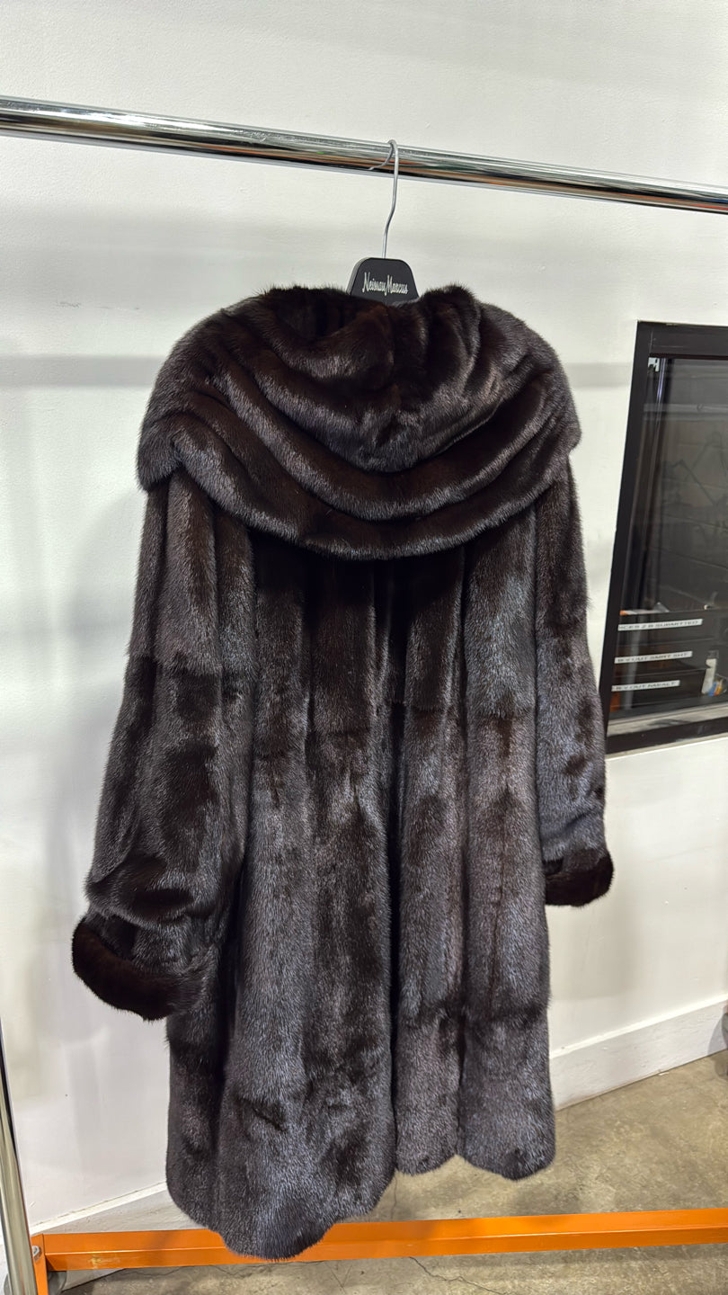 RANCH MINK SKIN ON SKIN SHORT COAT REVERSIBLE TO SILK Black