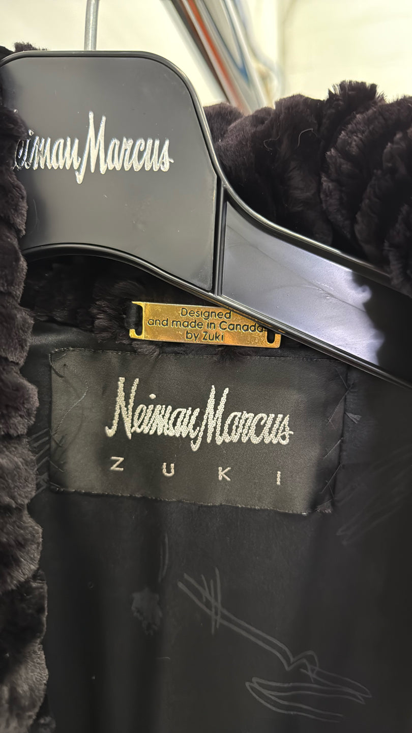Black Dyed Sheared Beaver Coat - Black GM16041901914