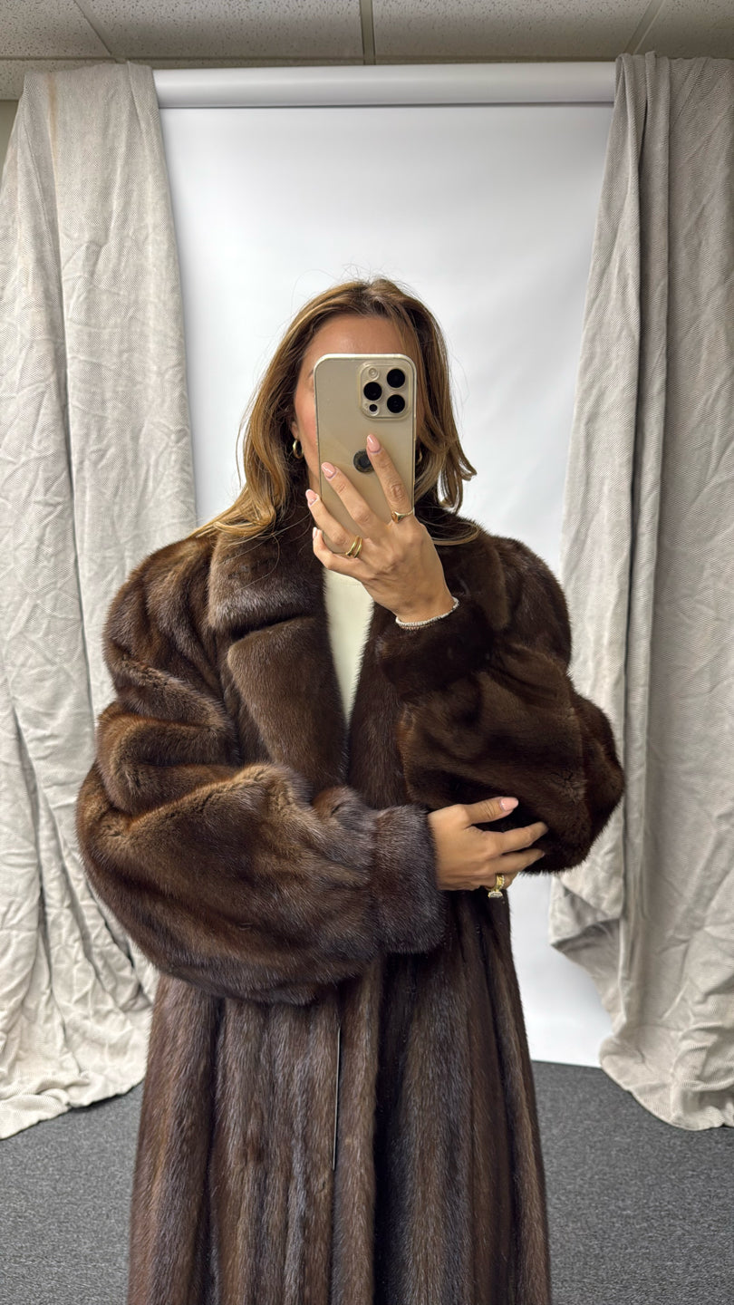 NATURAL LUNARAINE MINK COAT Brown