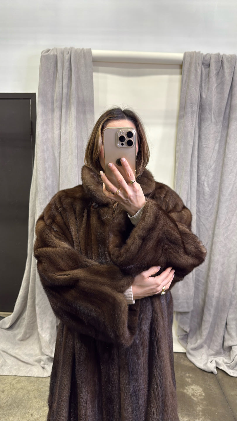 NATURAL LUNARAINE MINK COAT Brown