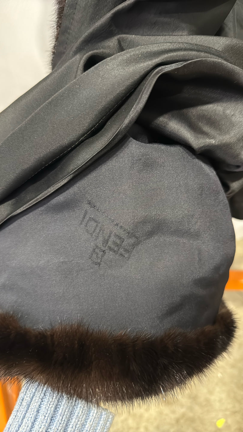 RANCH MINK SKIN ON SKIN SHORT COAT REVERSIBLE TO SILK Black