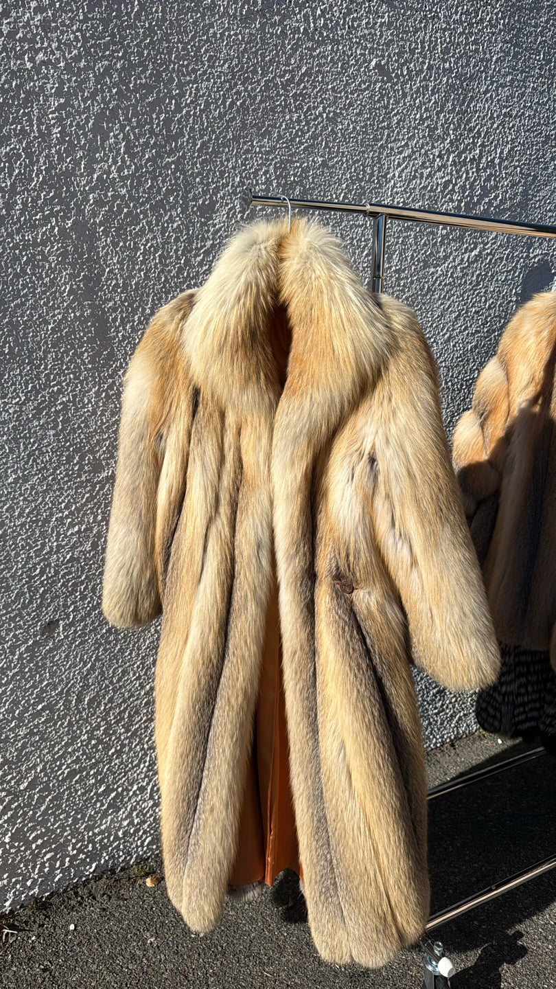 RARE Golden Island Fox Wing Collar Full Length Fur Golden