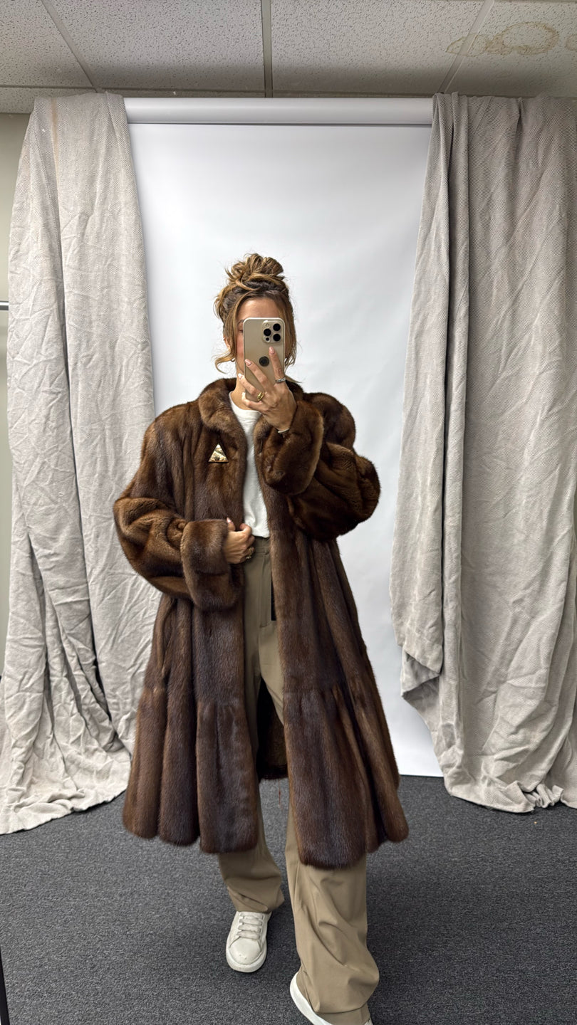 NATURAL DEMI-BUFF MINK SWING COAT Brown
