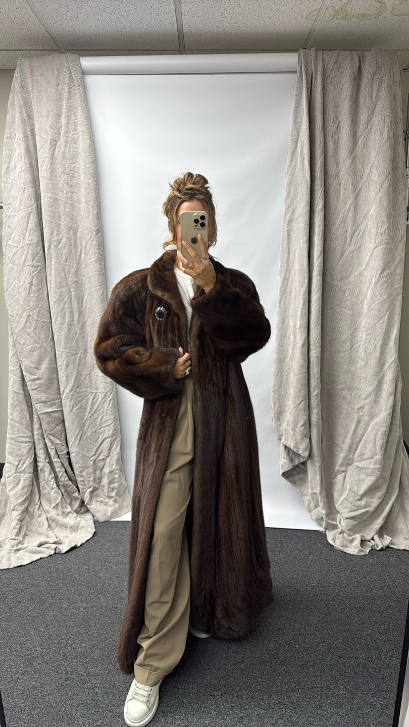 NATURAL LUNARAINE MINK COAT Brown