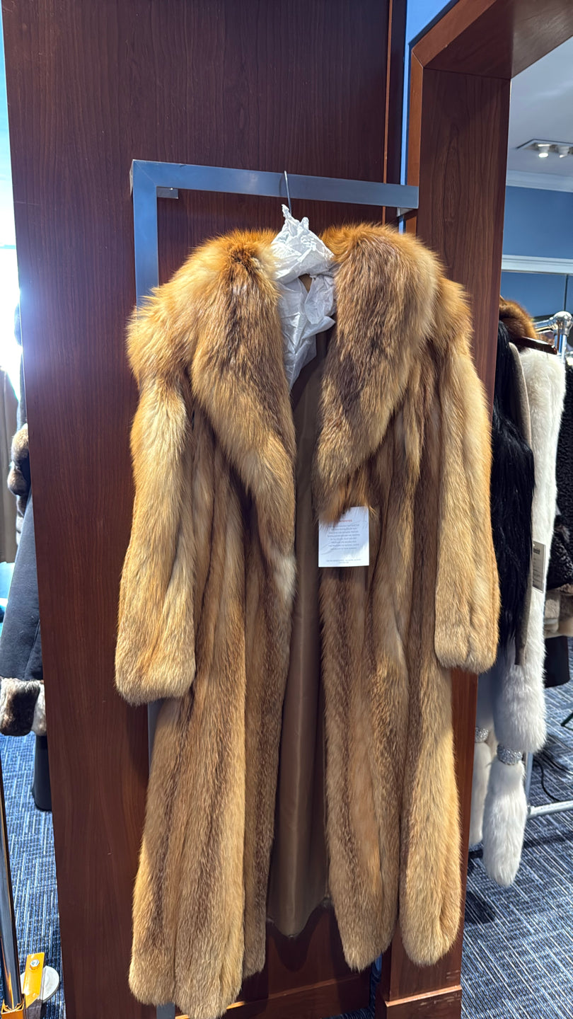 Special Australian Cherry Red Fox Shawl Full Length Fur Red