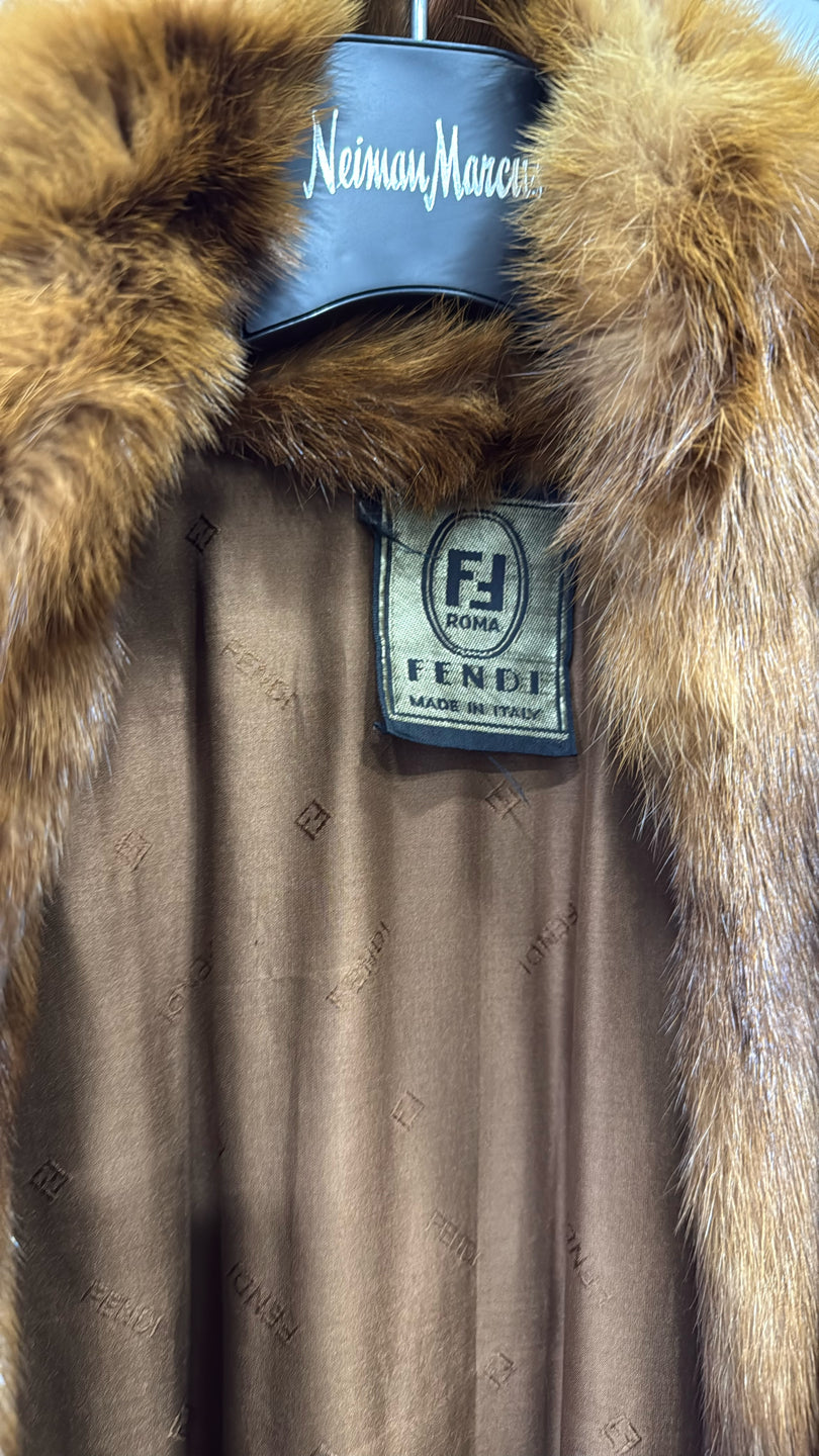 Natural Beaver Coat With Hood And Mink Trim - Brown GM16041903948