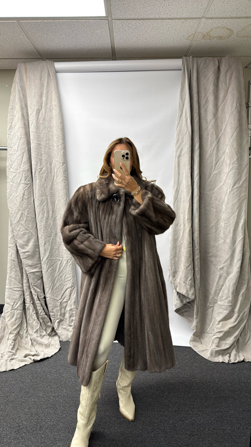 NATURAL BLUE IRIS MINK COAT Grey