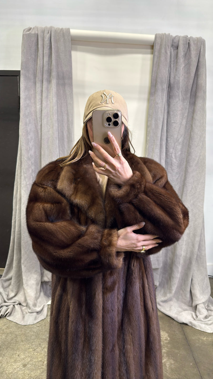 Natural Mahogany Mink Coat - Natural GM16041901490