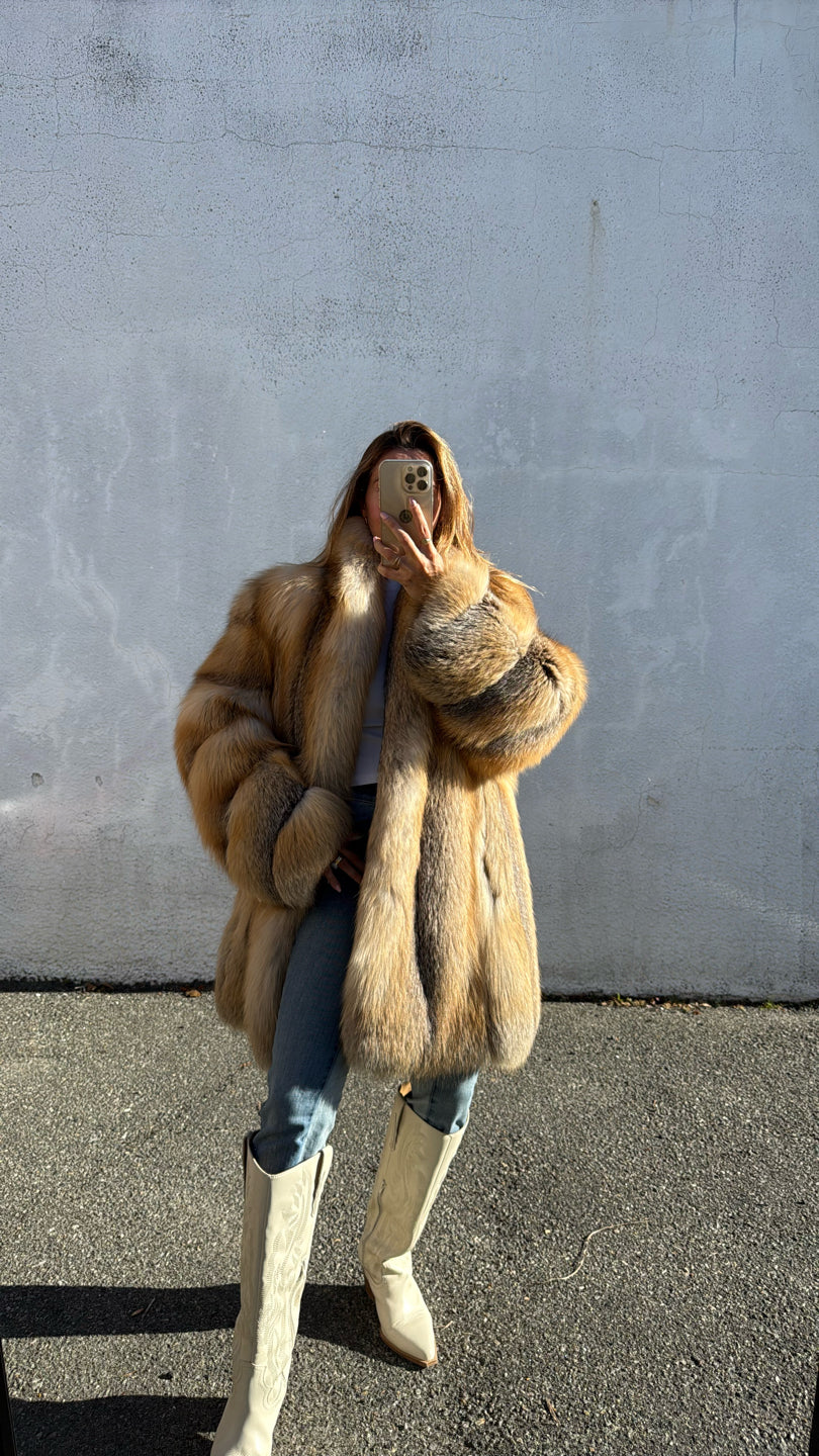 RARE Golden Island Directional Shawl Short Fur Golden