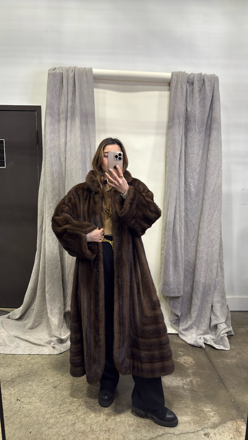 NATURAL LUNARAINE MINK COAT Brown