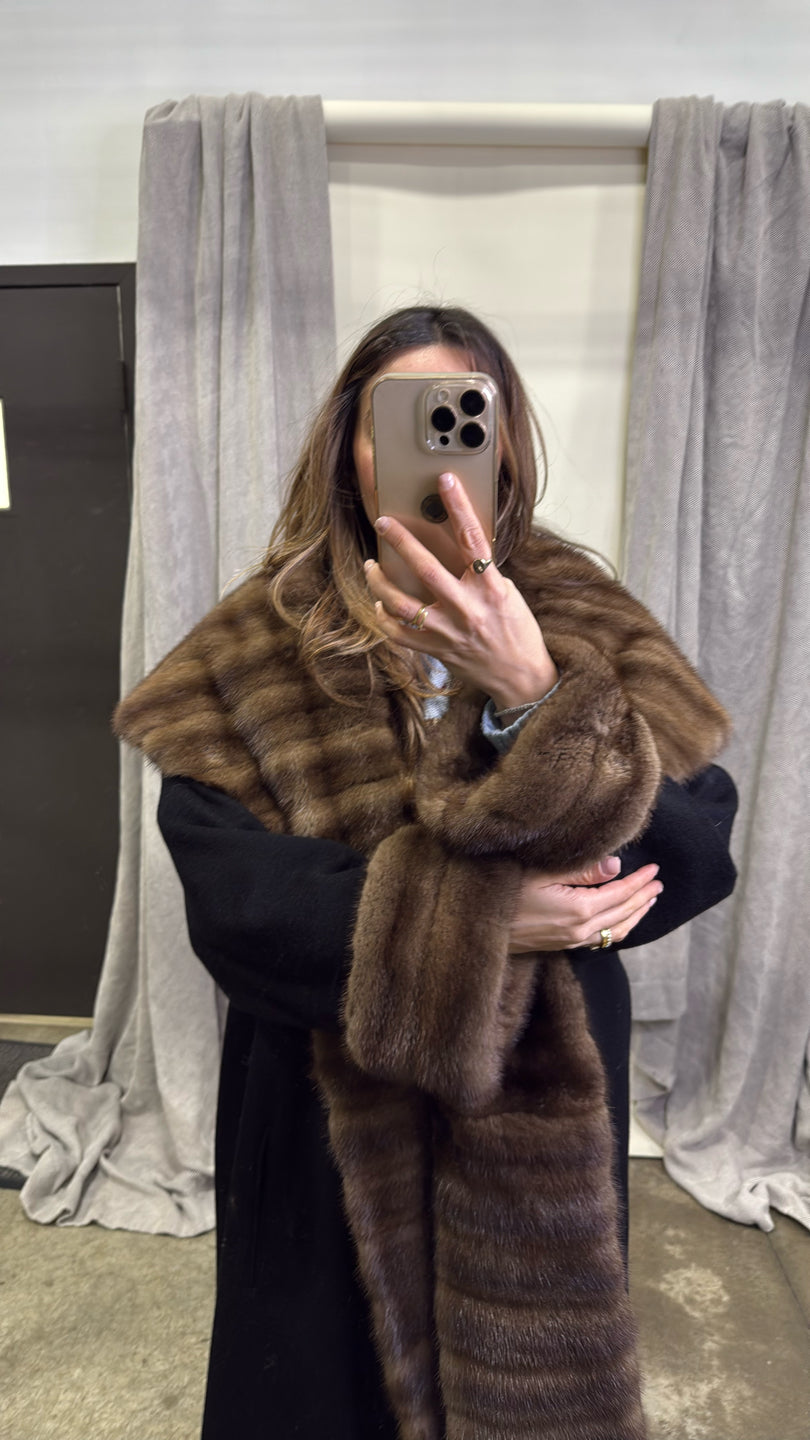 BLACK CASHMERE AND LUNARAINE MINK STROLLER Black