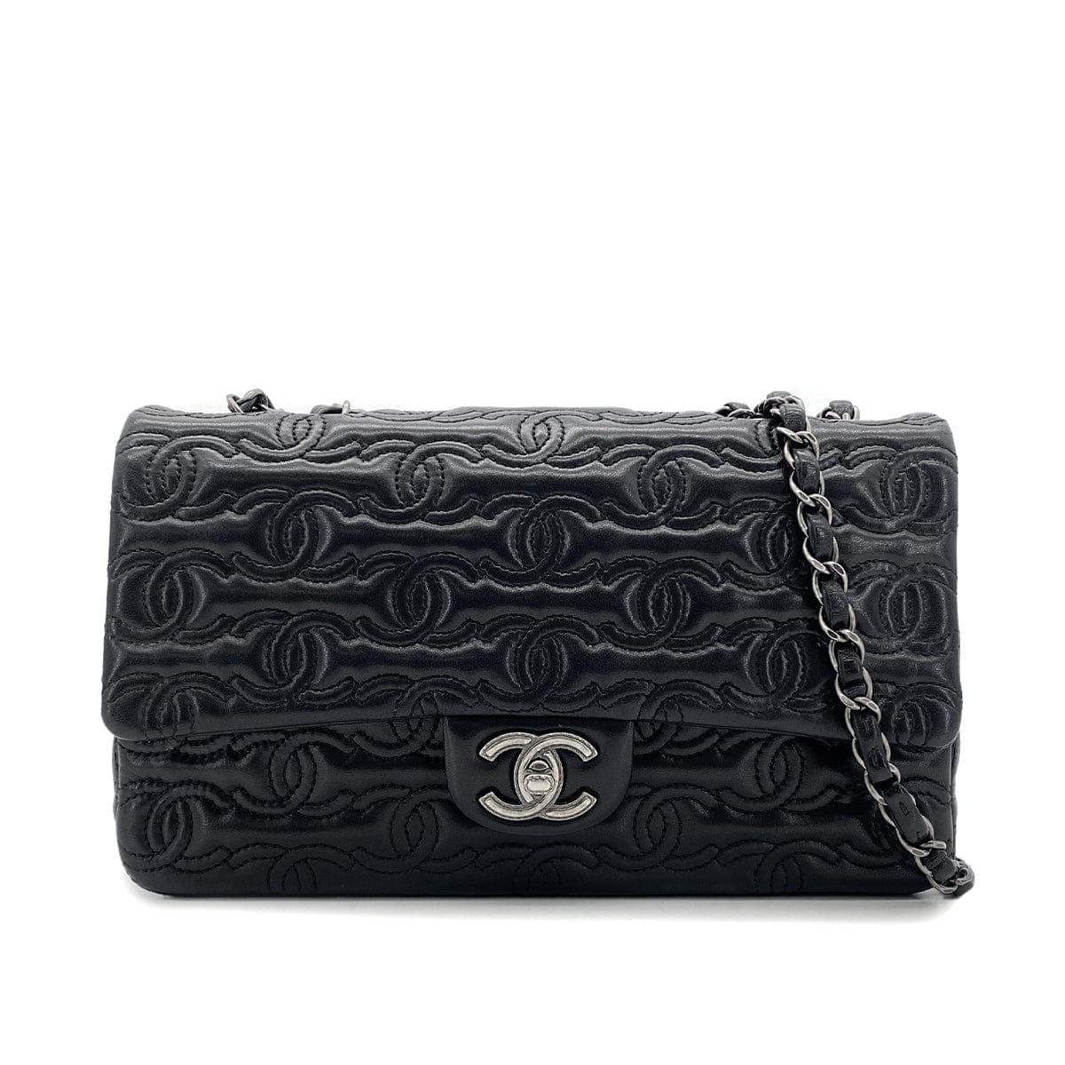 PURPOSE CHANEL COCOMARK CHAIN SHOULDER BAG BLACK LEATHER 90304185