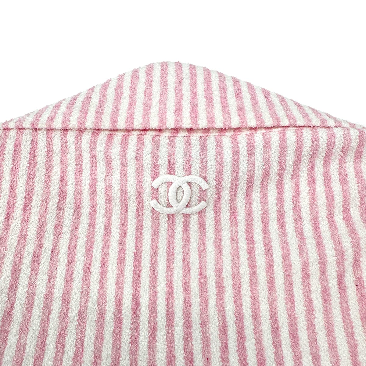 PURPOSE CHANEL COCOMARK GATHERED SLEEVEES STRIPED TERRY CLOTH JACKET PINK WHITE COTTON 38 P60 RTW 90298341