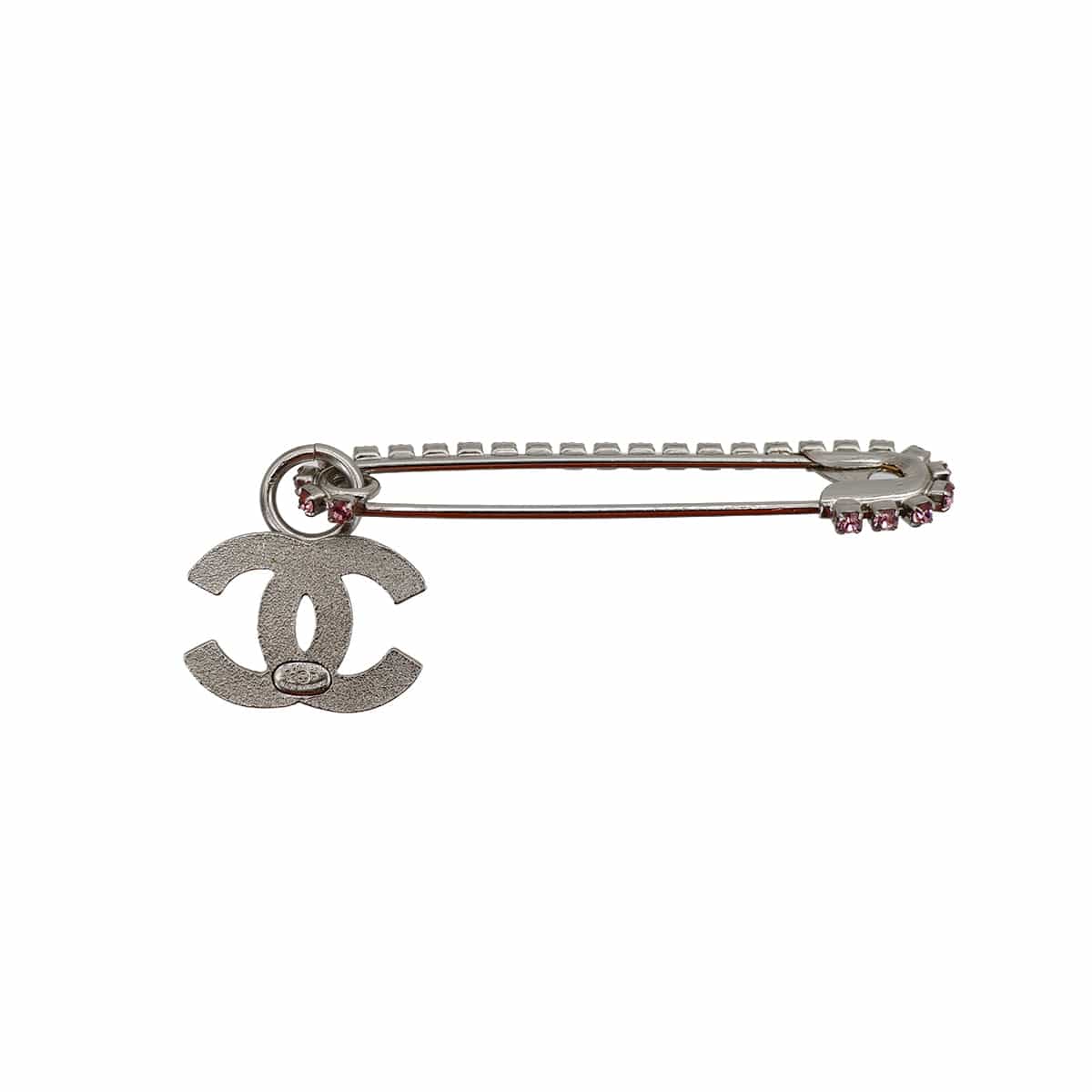 PURPOSE CHANEL COCOMARK PIN BROOCH RHINESTONE PINK SILVER ACCESSORY 02P 90321020