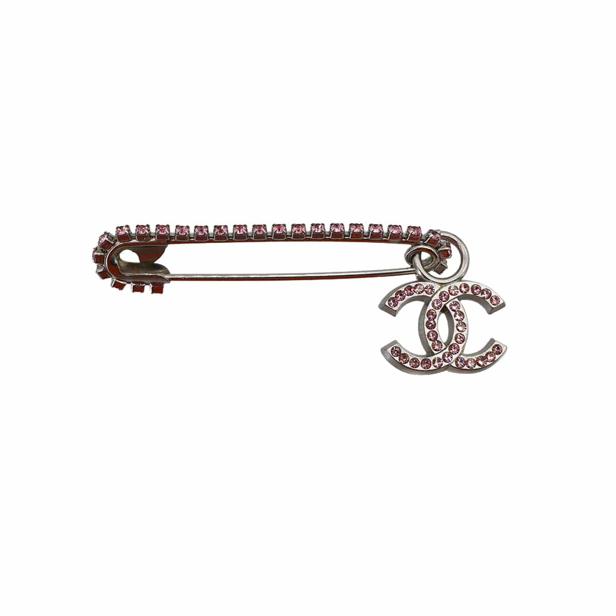 PURPOSE CHANEL COCOMARK PIN BROOCH RHINESTONE PINK SILVER ACCESSORY 02P 90321020