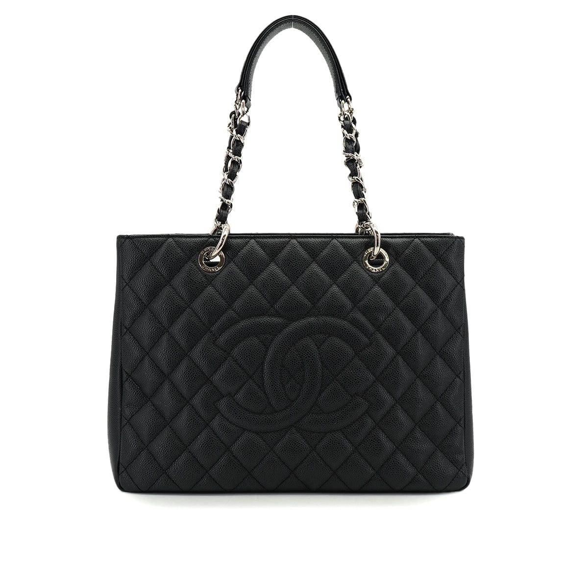 PURPOSE CHANEL GST TOTE BAG BLACK CAVIAR SKIN SILVER HARDWARE 90326860