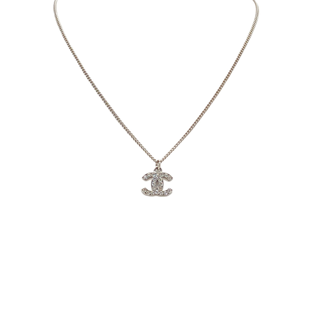 PURPOSE CHANEL NECKLACE COCOMARK RHINESTONE SILVER ACCESSORY C12V 90284576