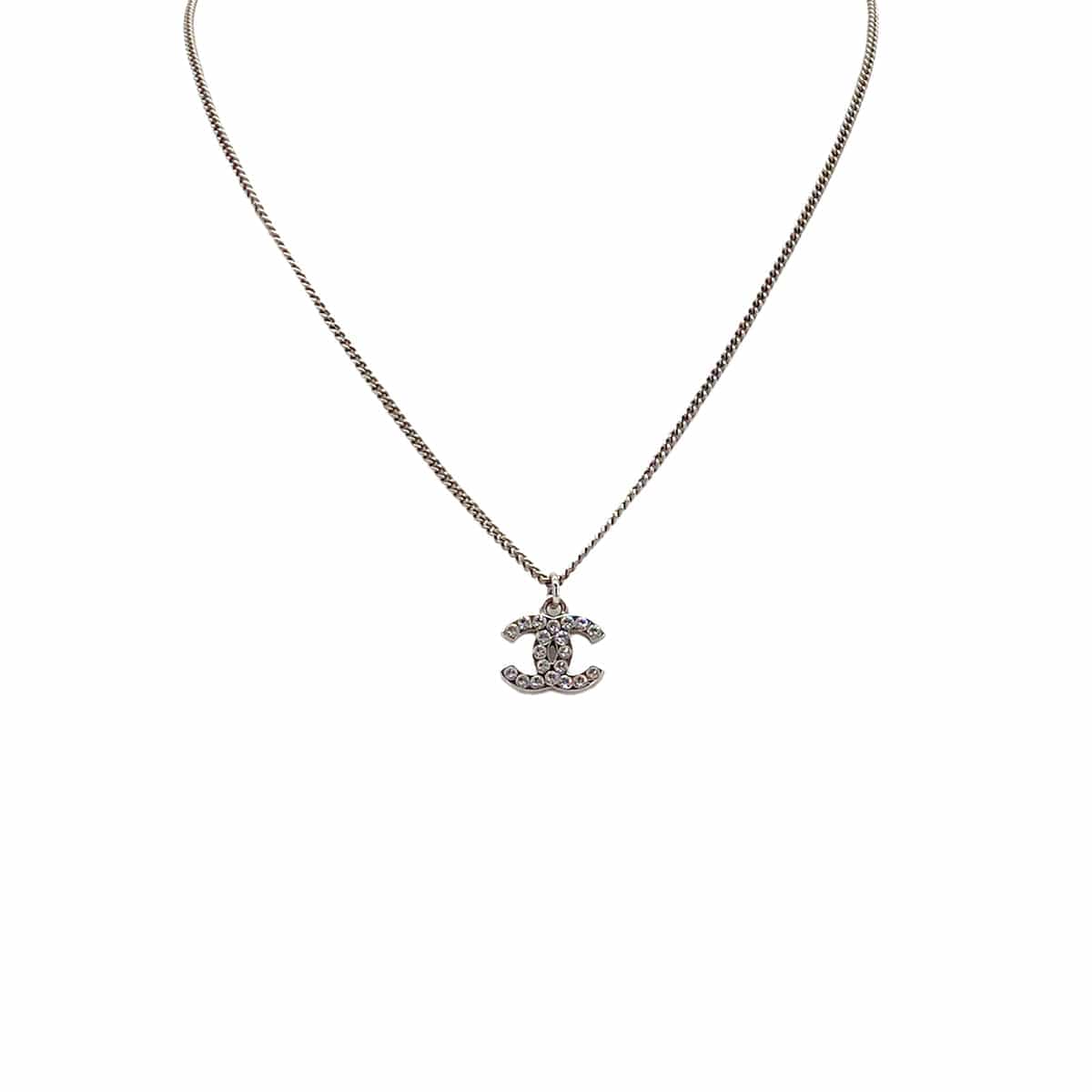 PURPOSE CHANEL NECKLACE COCOMARK RHINESTONE SILVER ACCESSORY C12V 90287071