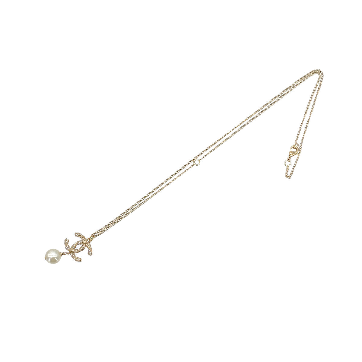 PURPOSE CHANEL NECKLACE COCOMARK TWISTED RHINESTONE PEARL GOLD ACCESSORY B14V 90261276