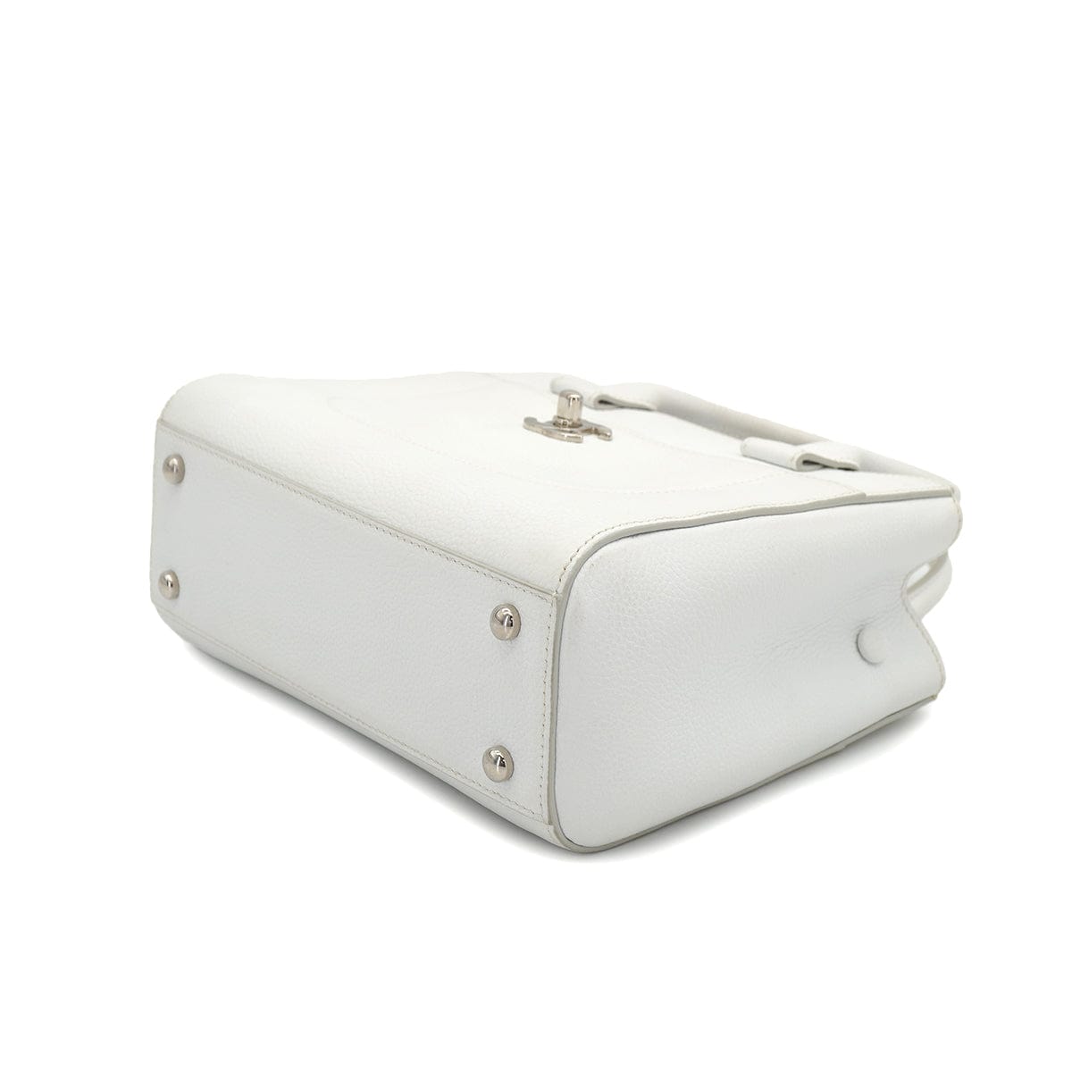 PURPOSE CHANEL NEO EXECUTIVE TOTE SHOULDER BAG WHITE LEATHER SILVER HARDWARE 90327109