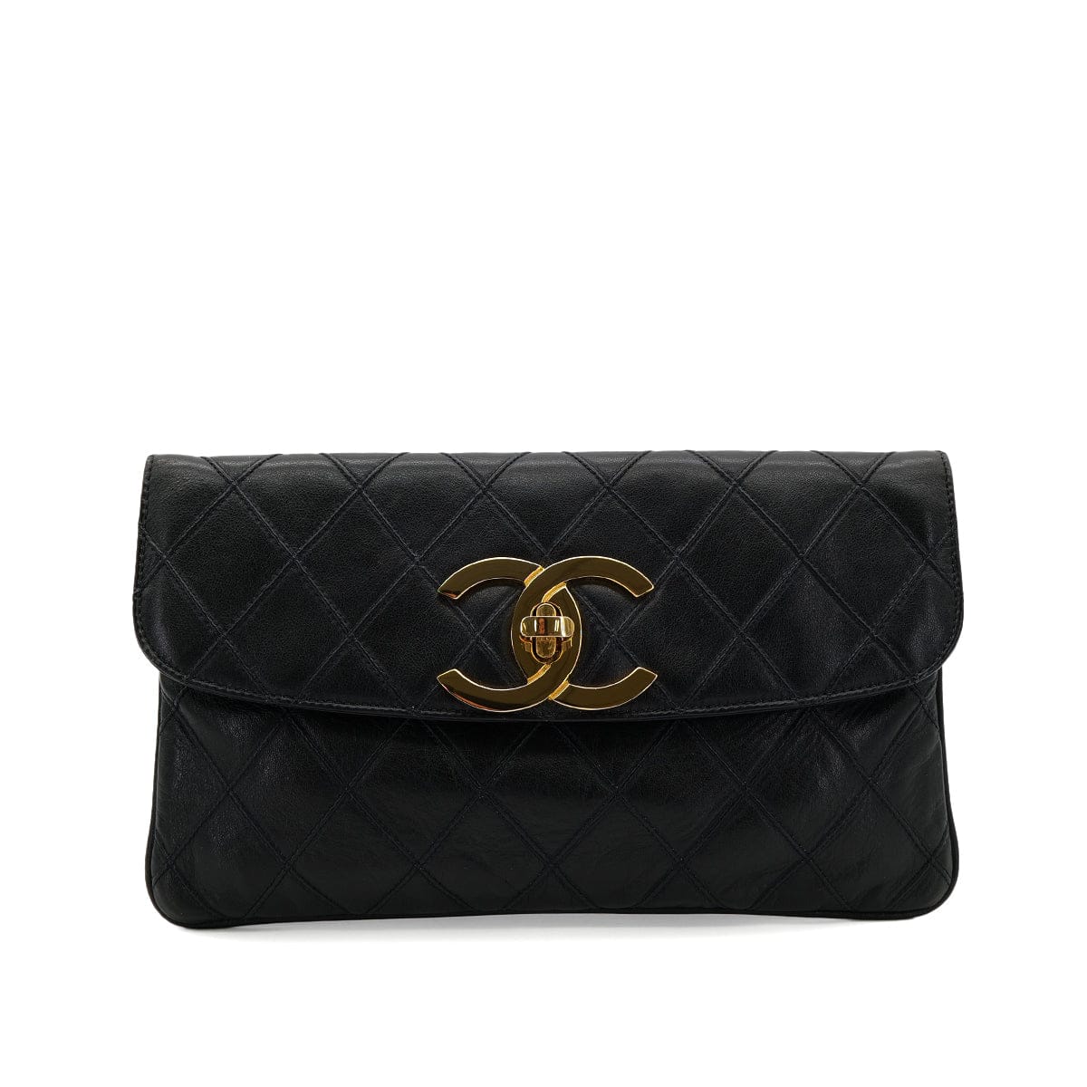 PURPOSE CHANEL VINTAGE BICOLORE CLUTCH BAG BLACK LEATHER 90300850