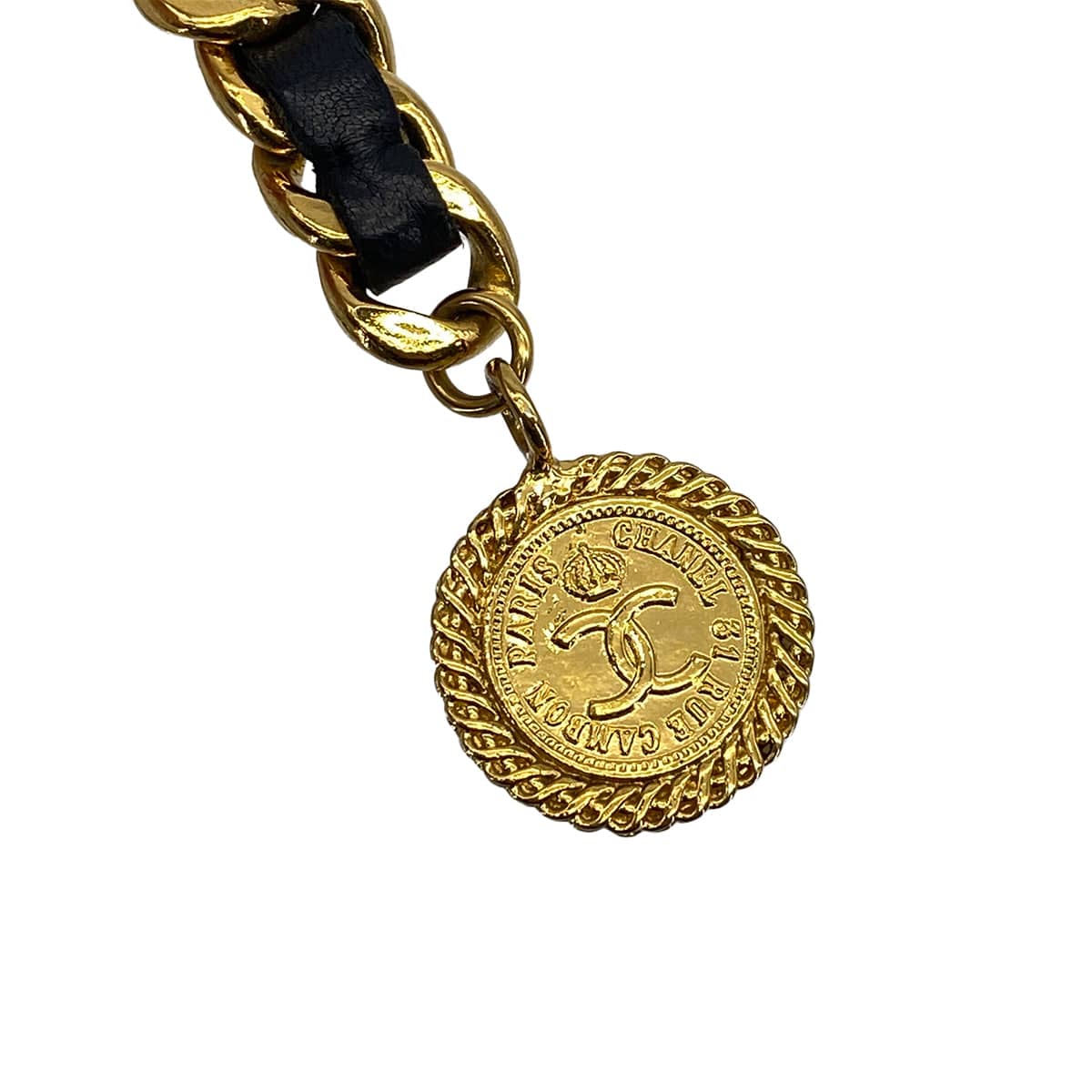 PURPOSE CHANEL VINTAGE CHAIN BELT LEATHER COCOMARK ACCESSORY 90308276