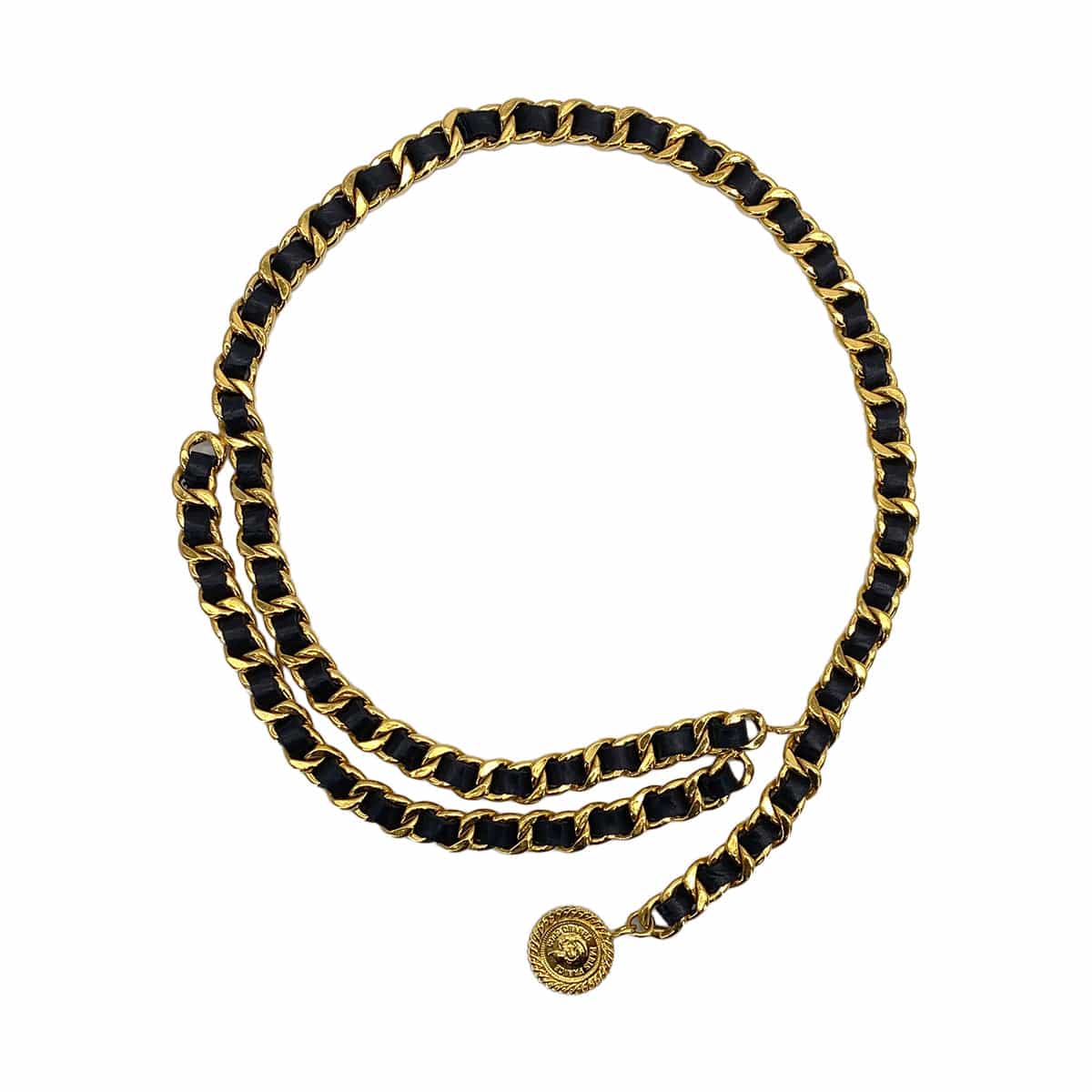 PURPOSE CHANEL VINTAGE CHAIN BELT LEATHER COCOMARK ACCESSORY 90308276